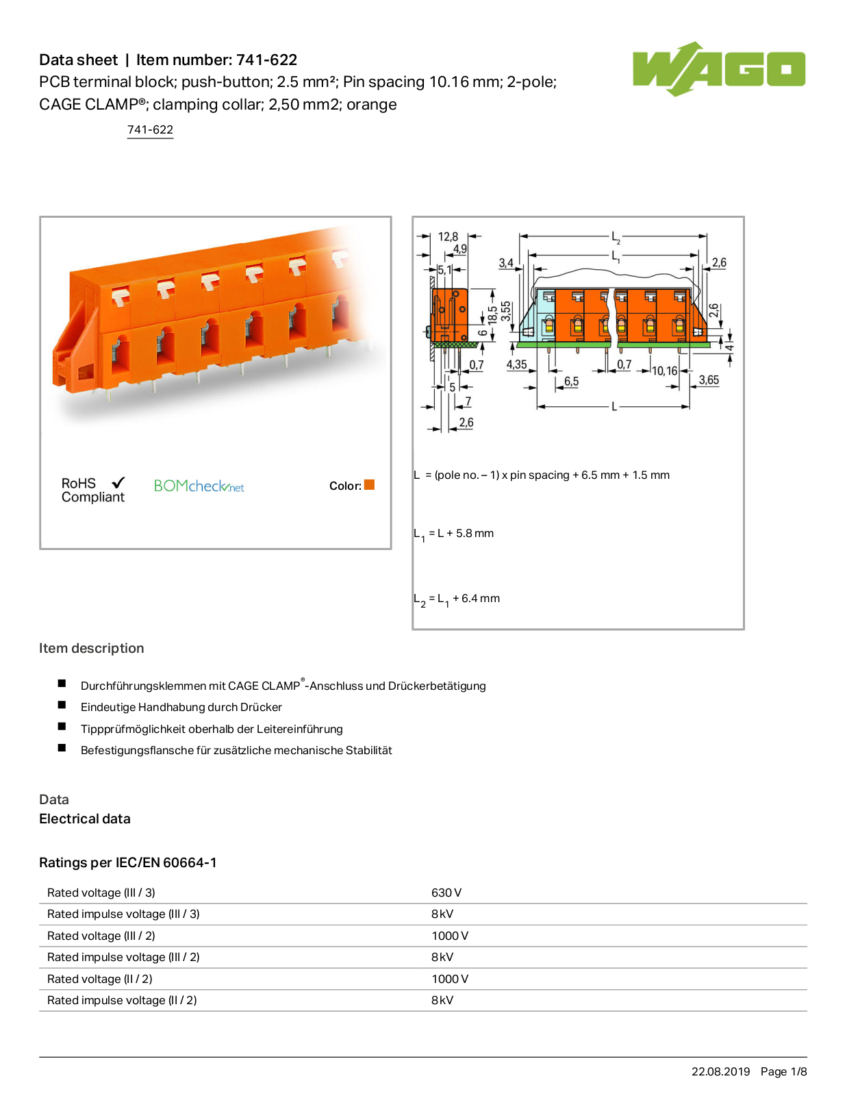 Wago 741-622 Data Sheet