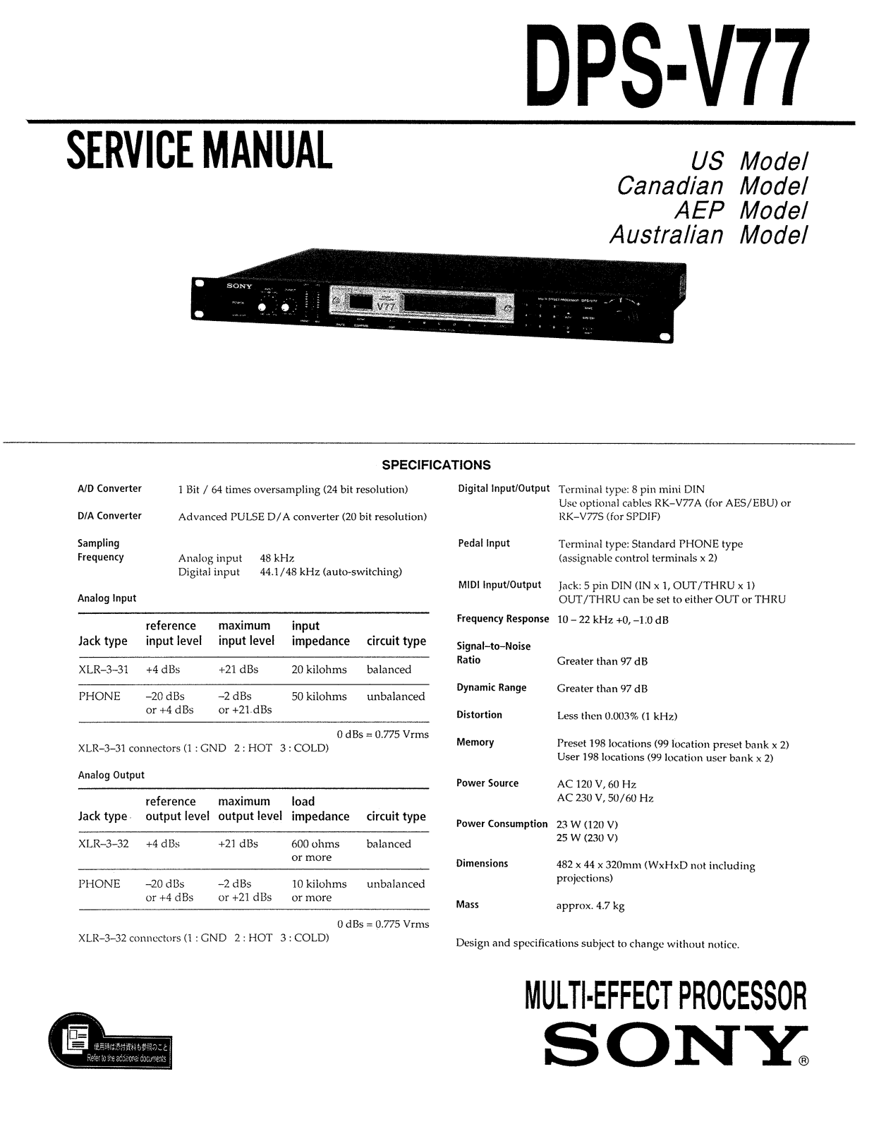 Sony DPSV-77 Service manual