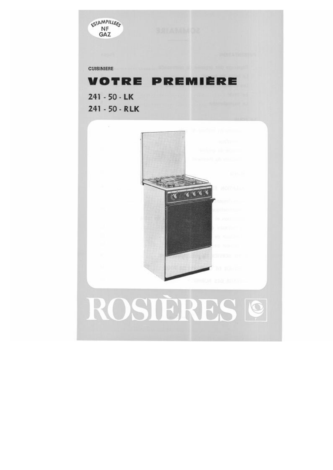 ROSIERES 241-50 LK, 241-50 RLK User Manual