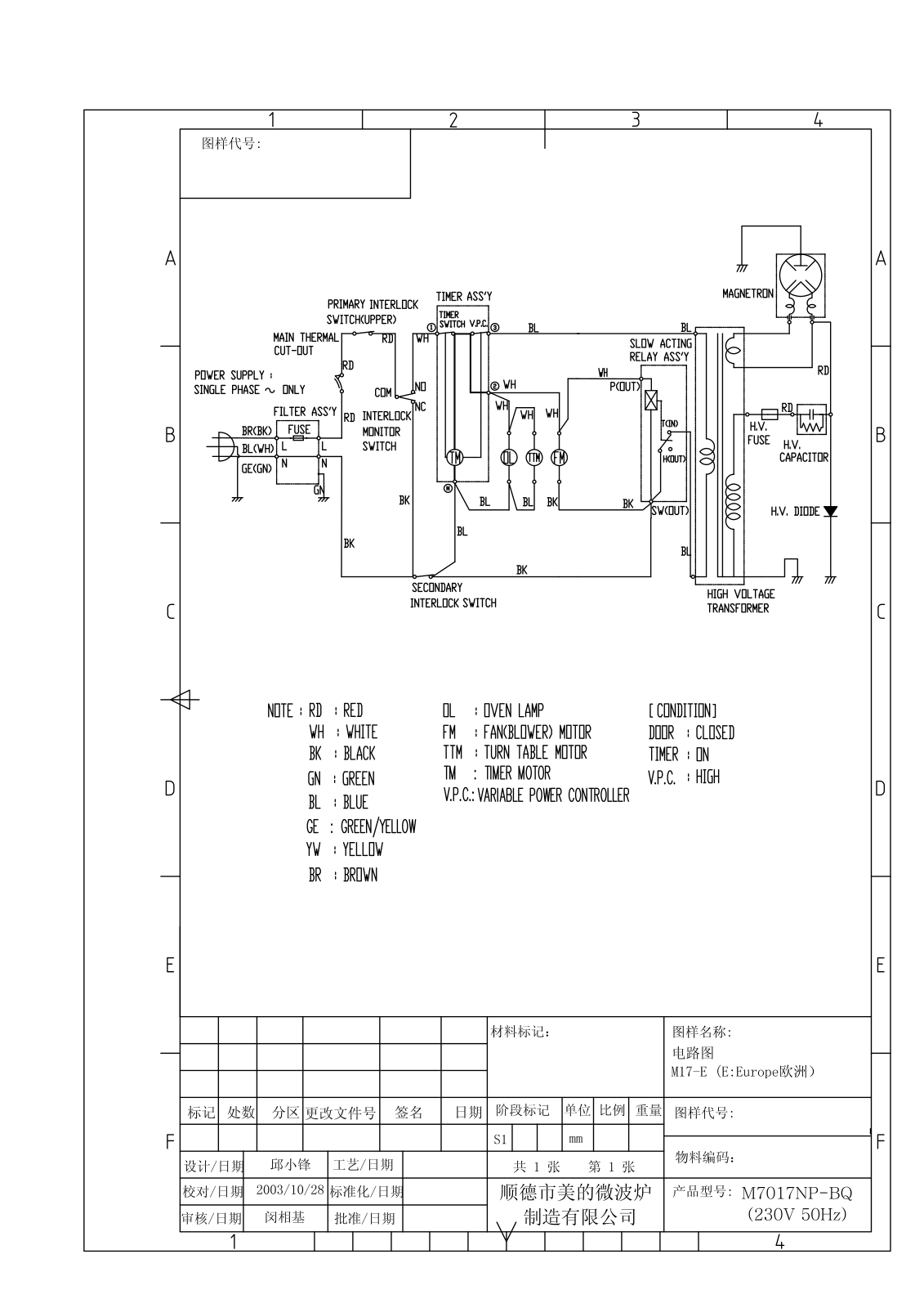 Vitek M7017NP-BQ Circuit diagrams