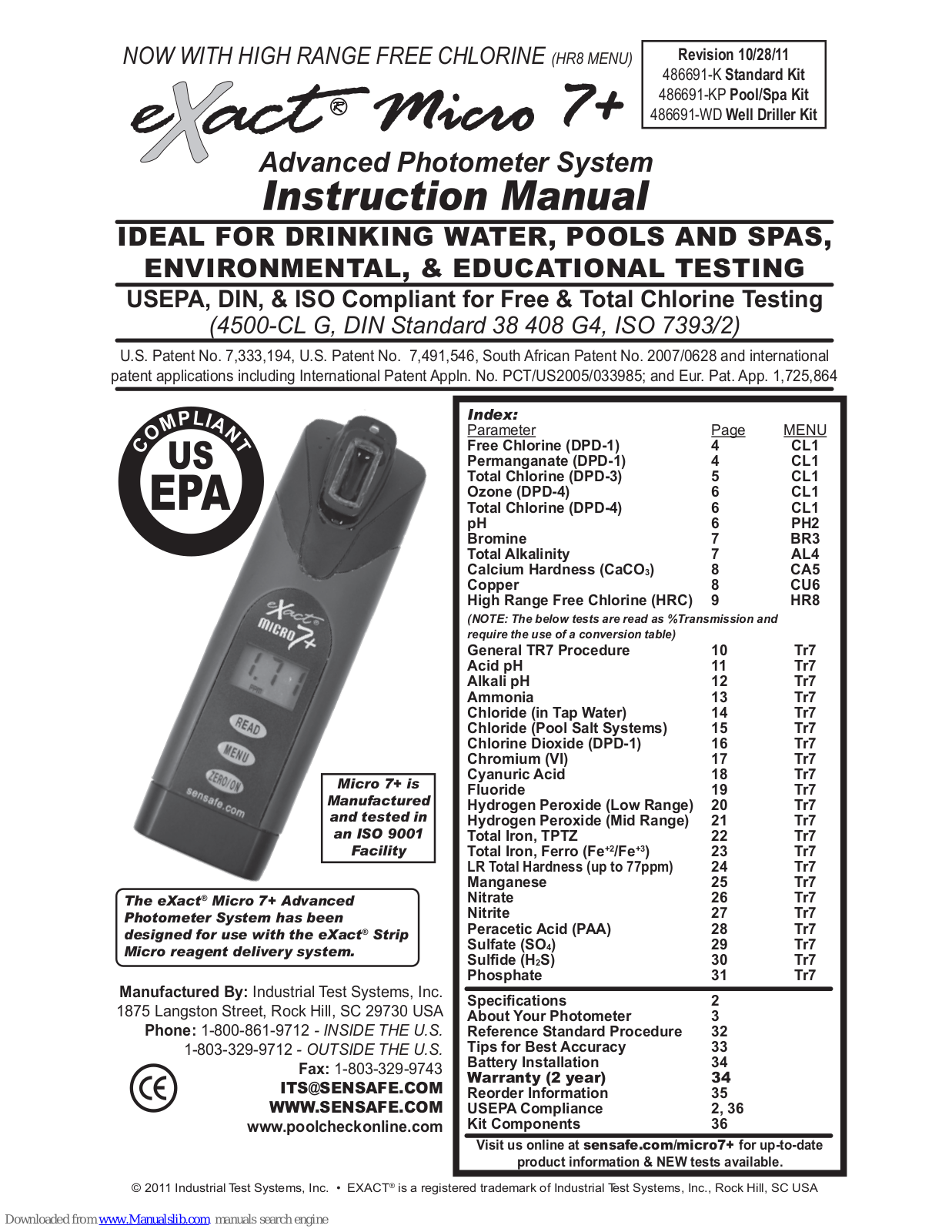 eXact Micro 7+, Chlorine Plus Instruction Manual - ManualMachine.com