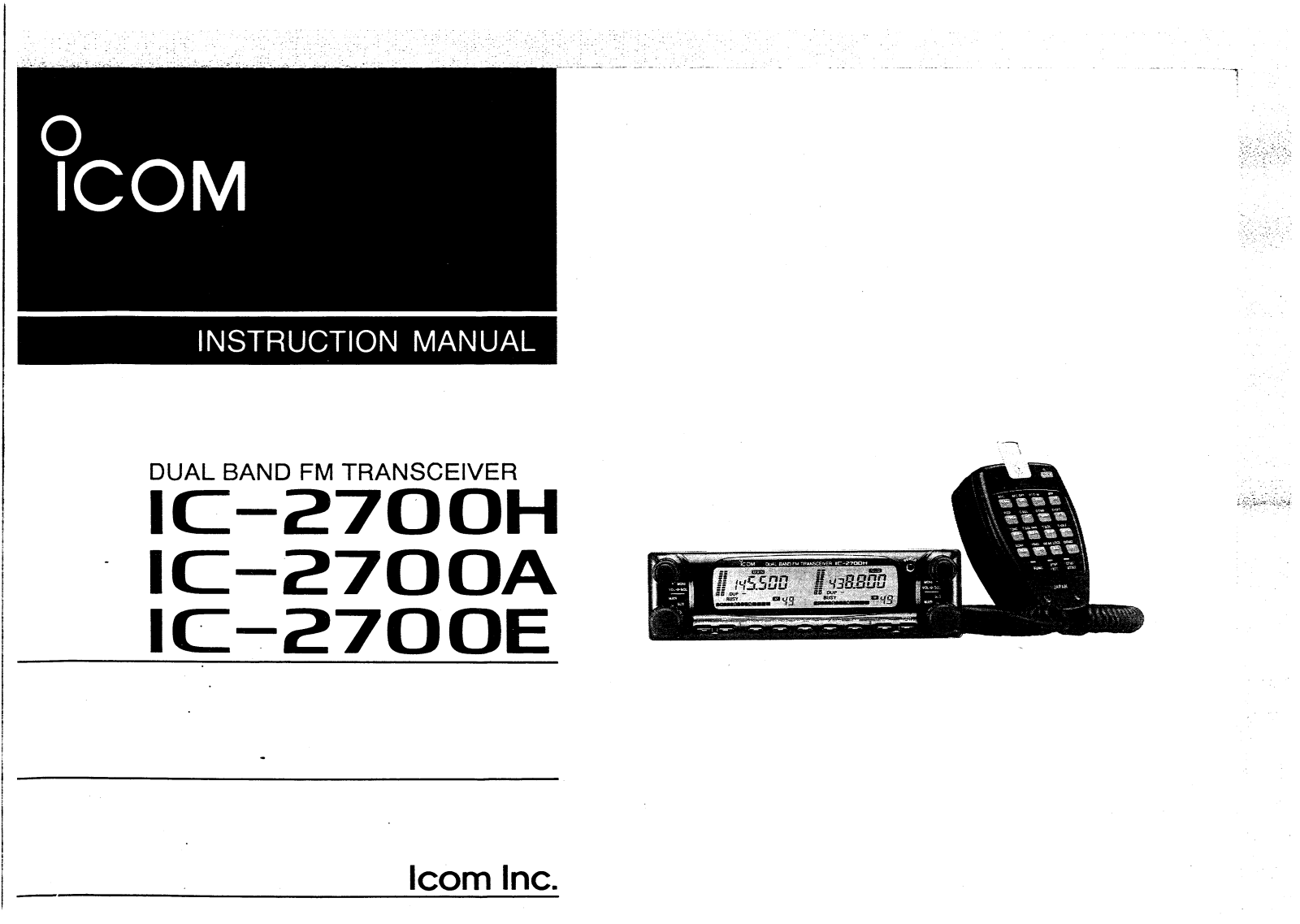 Icom IC-2700H-A-E User Manual