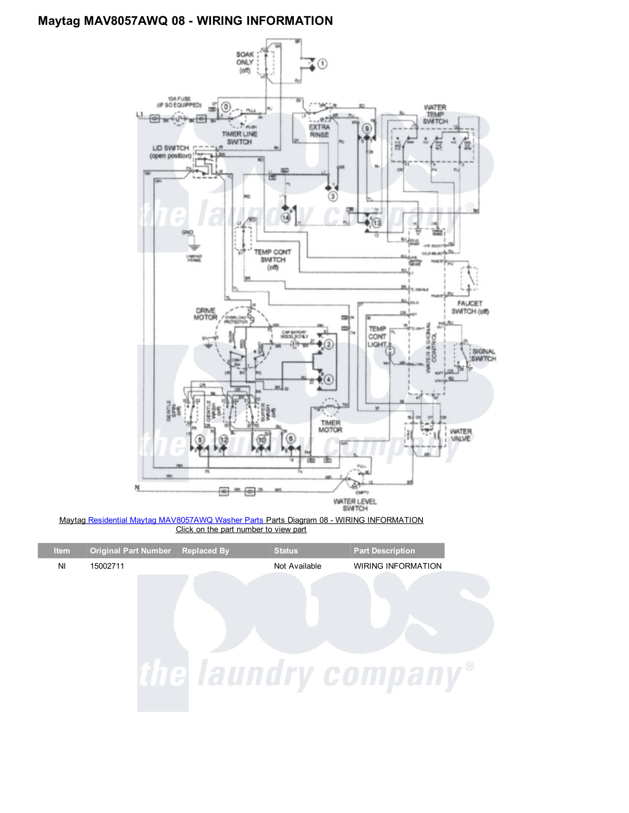 Maytag MAV8057AWQ Parts Diagram