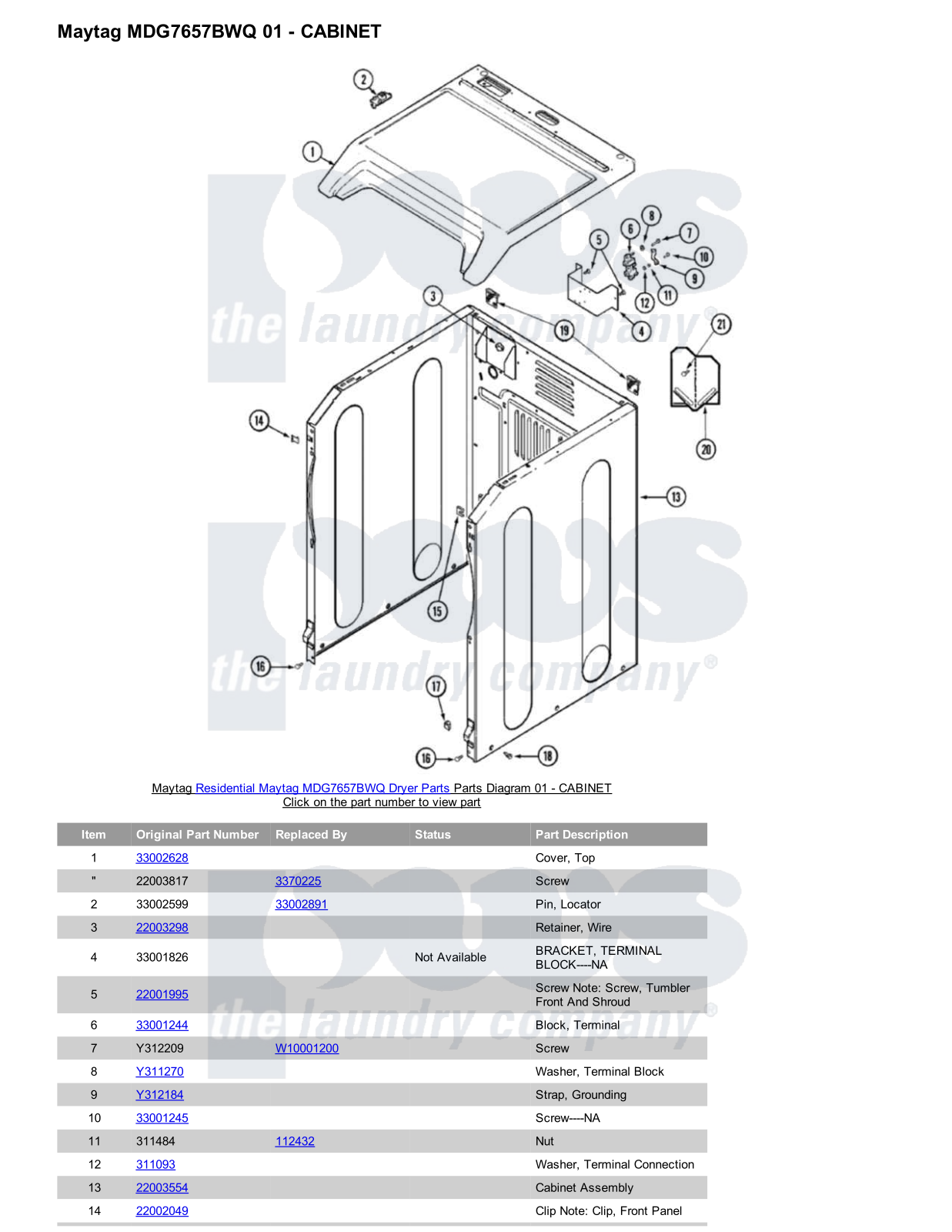 Maytag MDG7657BWQ Parts Diagram