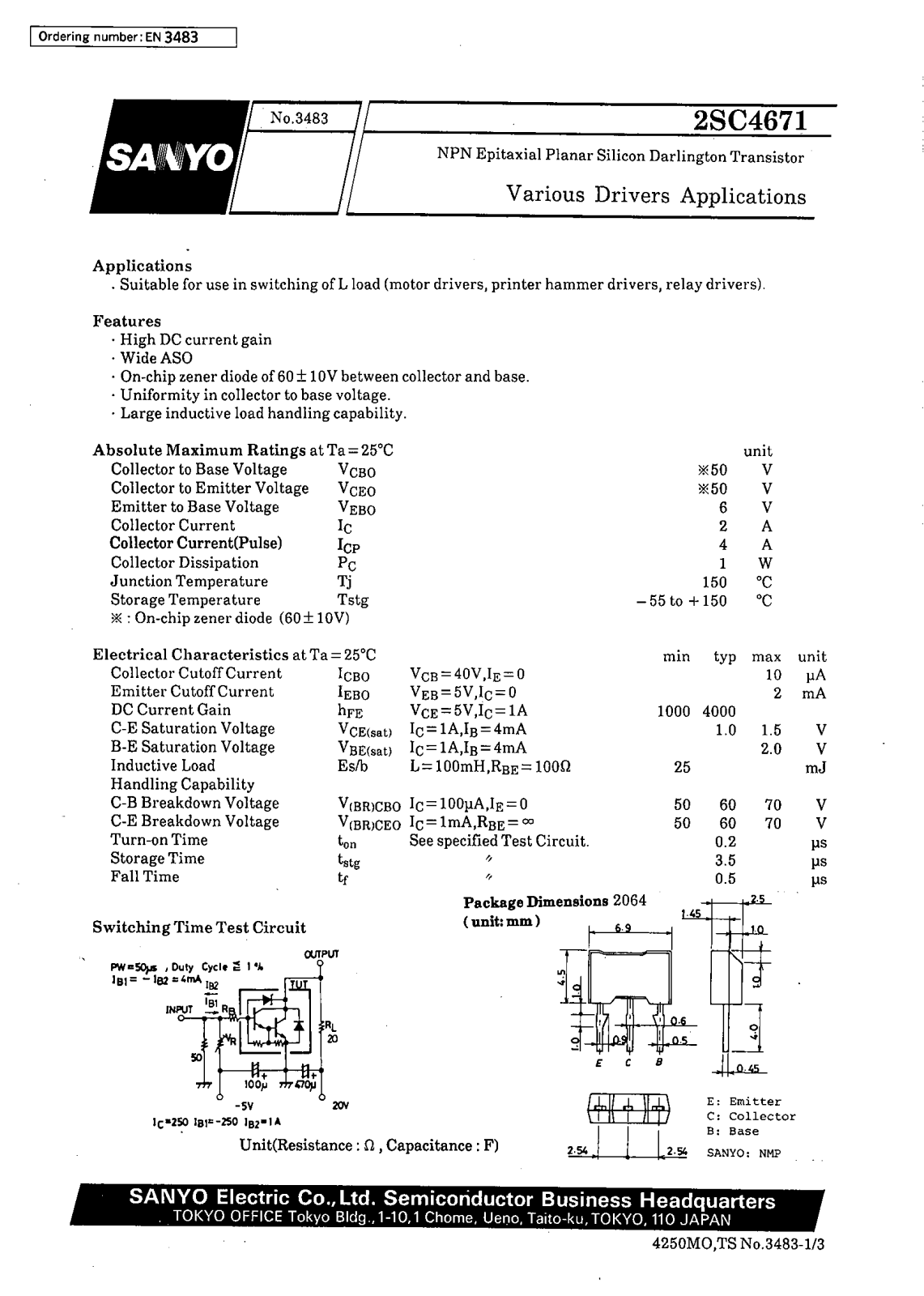 SANYO 2SC4671 Datasheet