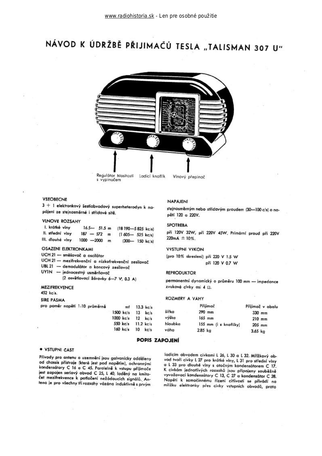 Tesla 307U Talisman User Manual