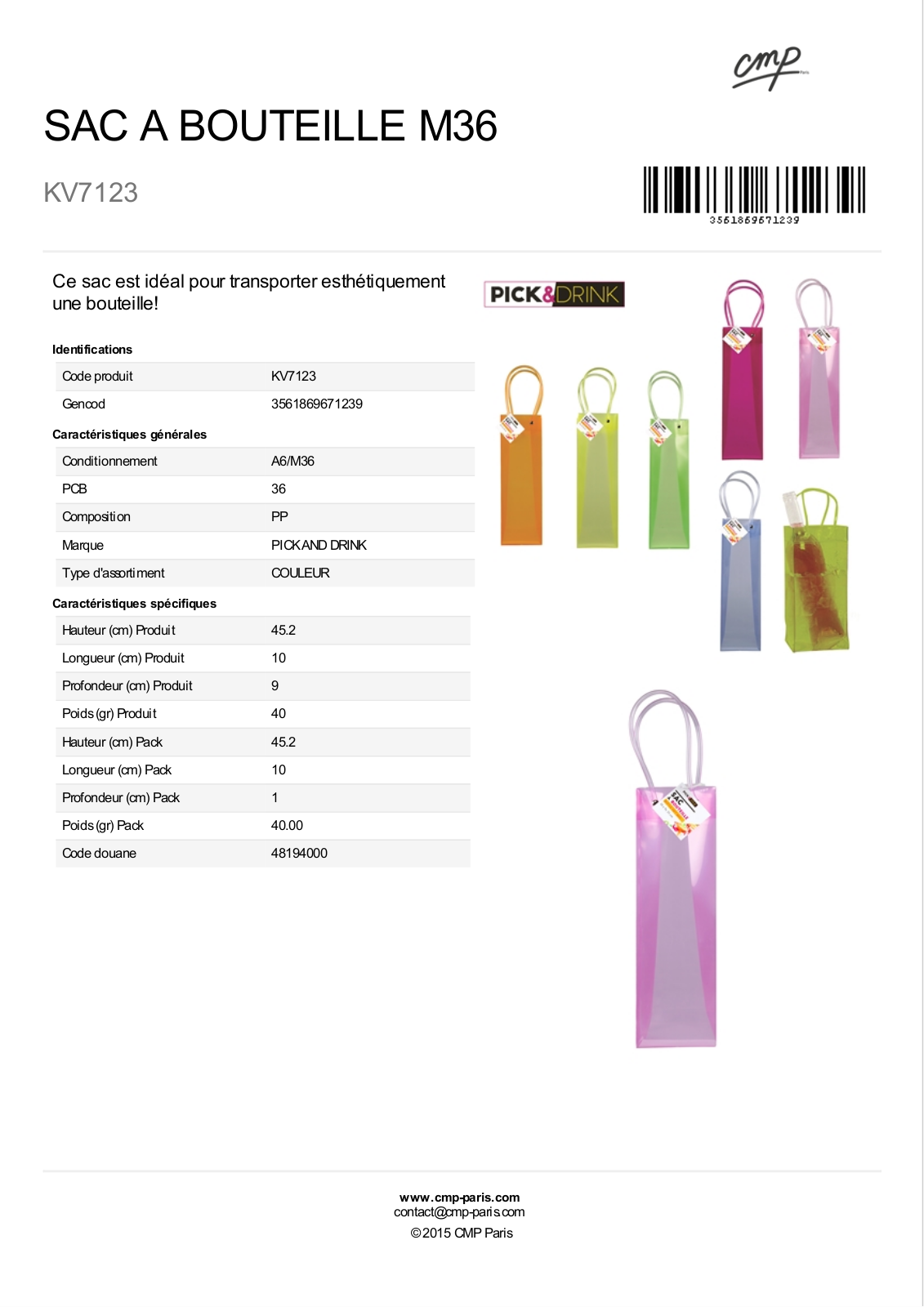 CMP Paris KV7123 Product sheet