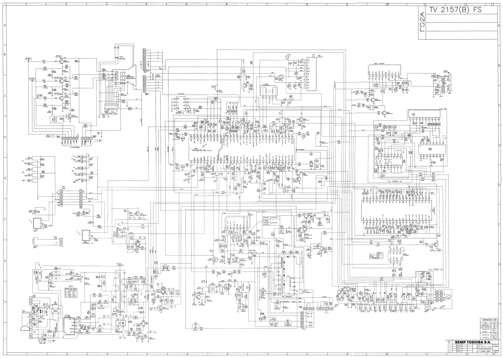 Toshiba TV-2157(B)FS, TV 2157BFS FS2, TV-2157(B)FS FS2A Schematic