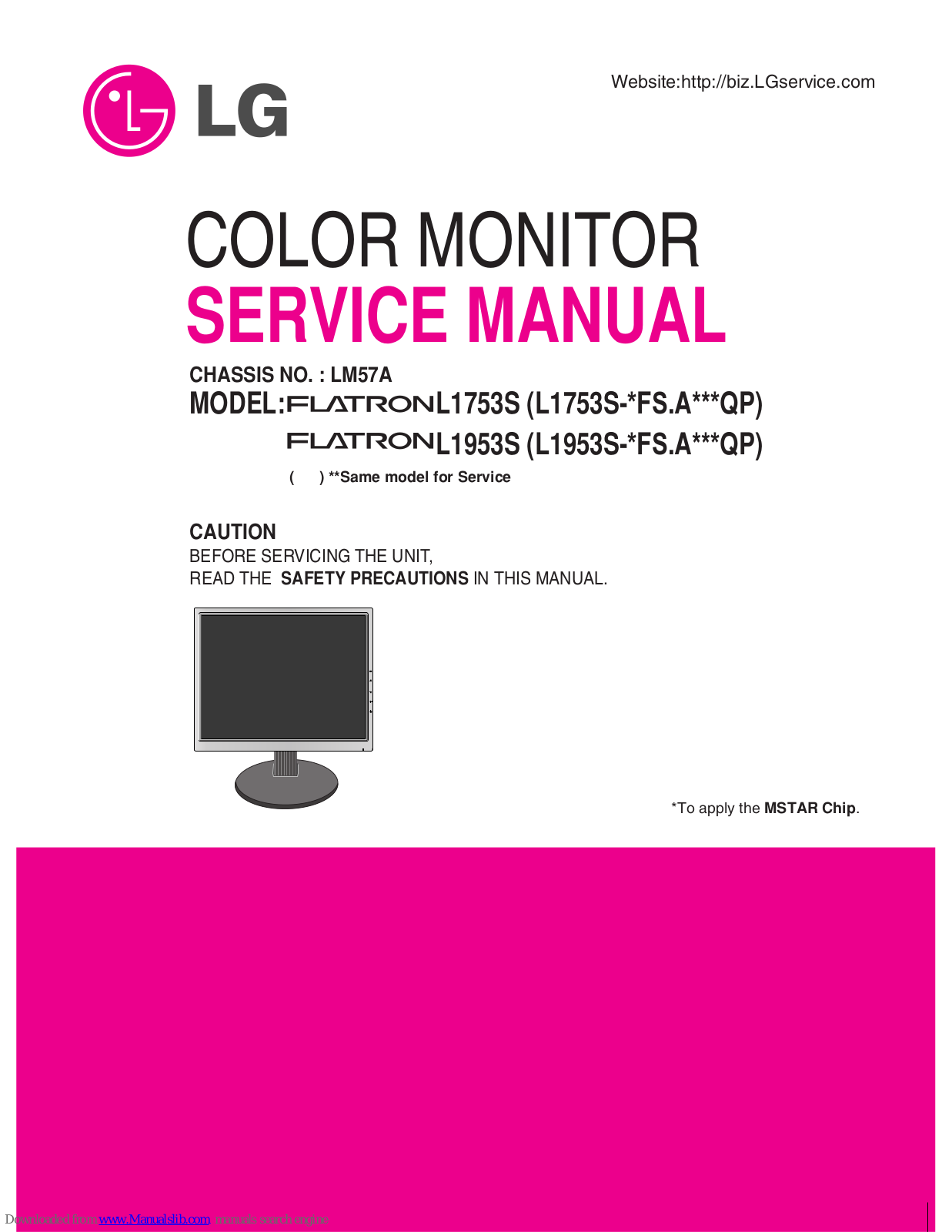 LG FLATRONL1753S, FLATRONL1953S Service Manual