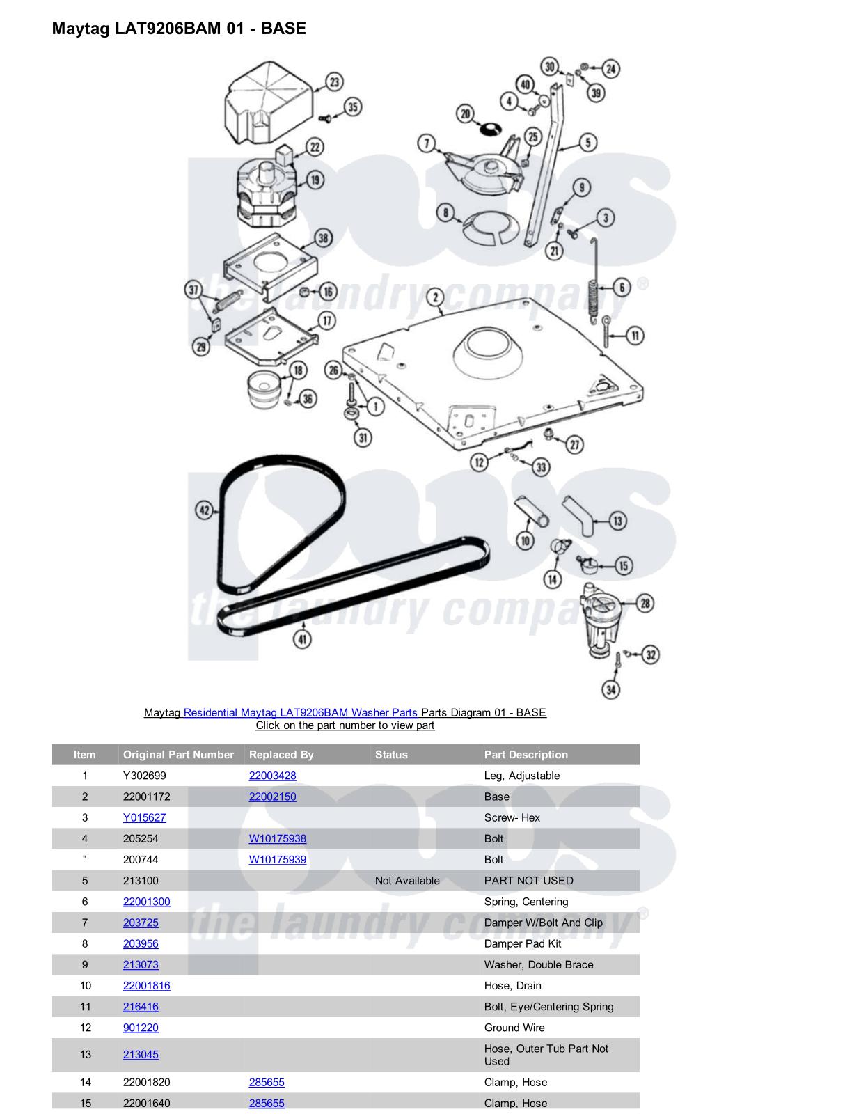 Maytag LAT9206BAM Parts Diagram