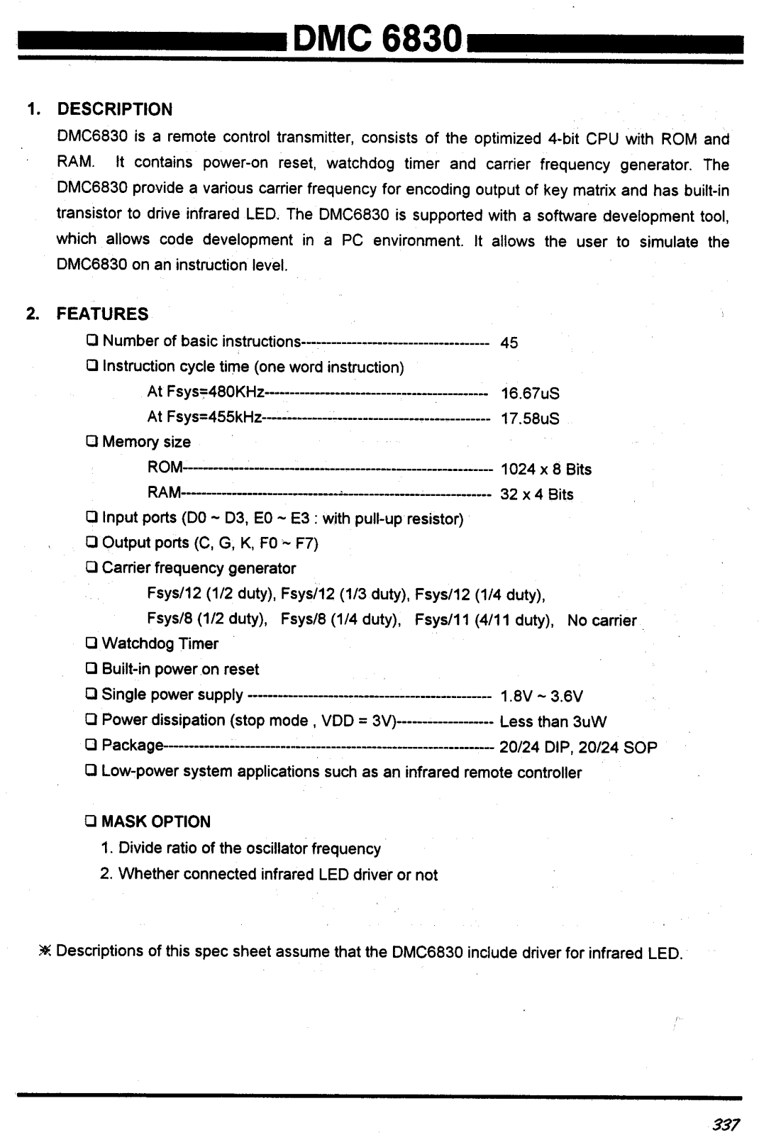 Daewoo Semiconductor DMC6830 Datasheet