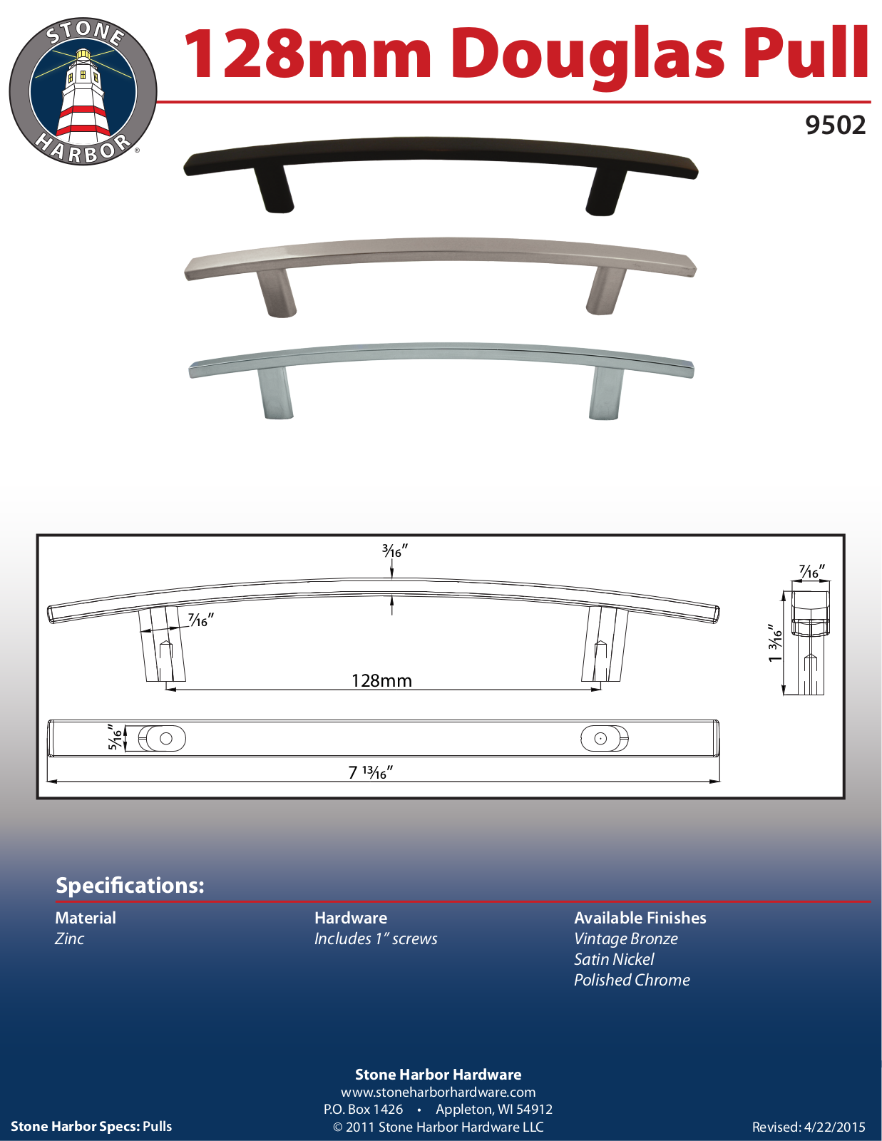 Stone Harbor Hardware STHH1120 Specifications - ManualMachine.com