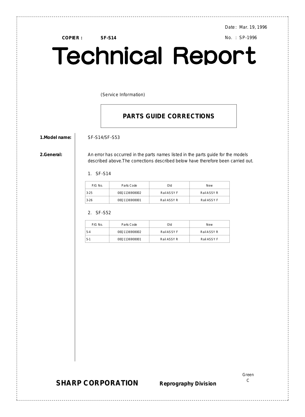 SHARP SP1996 Technical Report