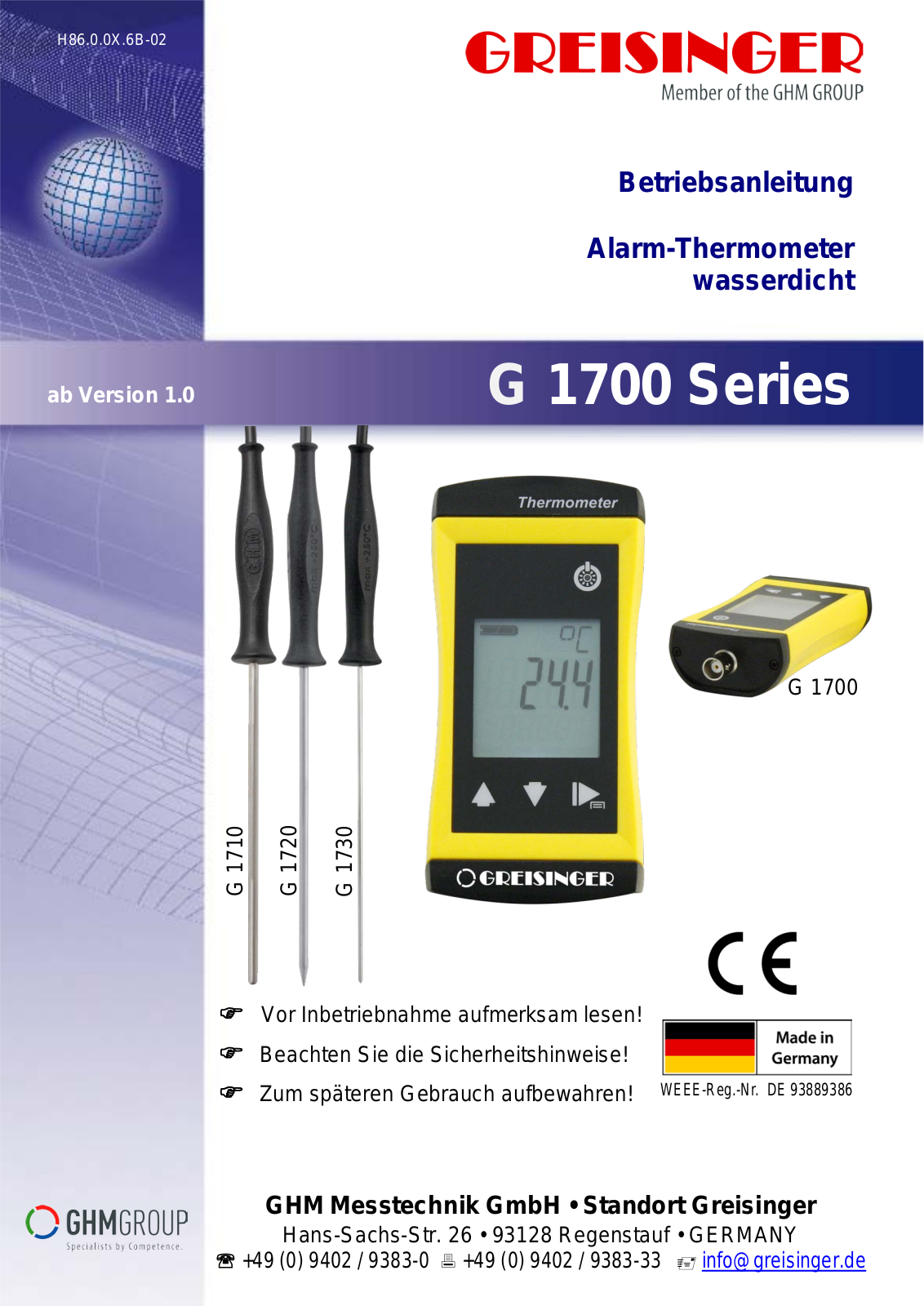 Greisinger G 1700 User guide