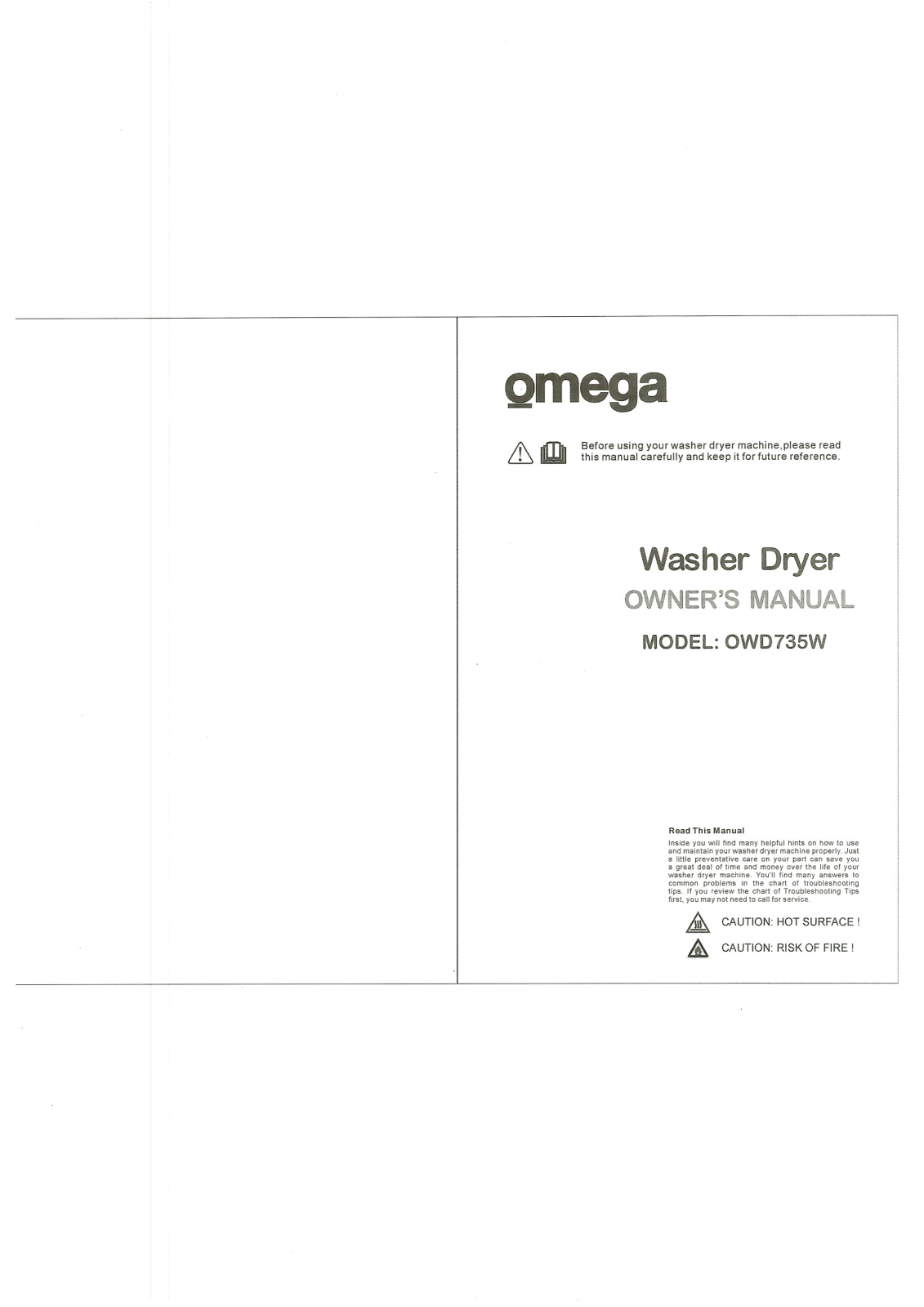 Omega Altise OWD735W User Manual