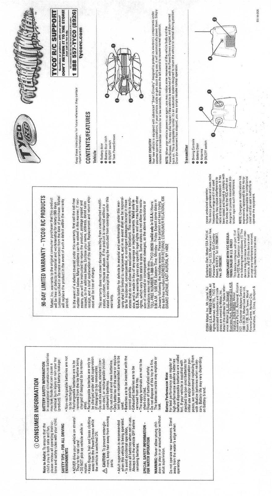 Mattel Asia Pacific Sourcing B5119-04A2T, B5120-04A4T, B5120-04A4R Users Manual