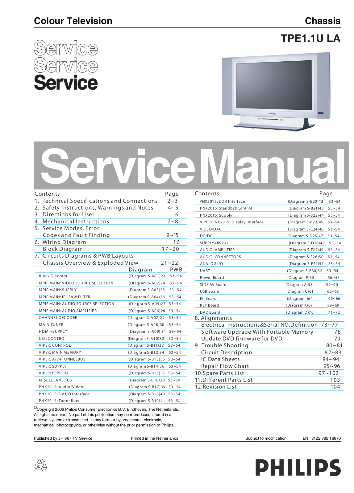 Philips 26MD251D Schematic