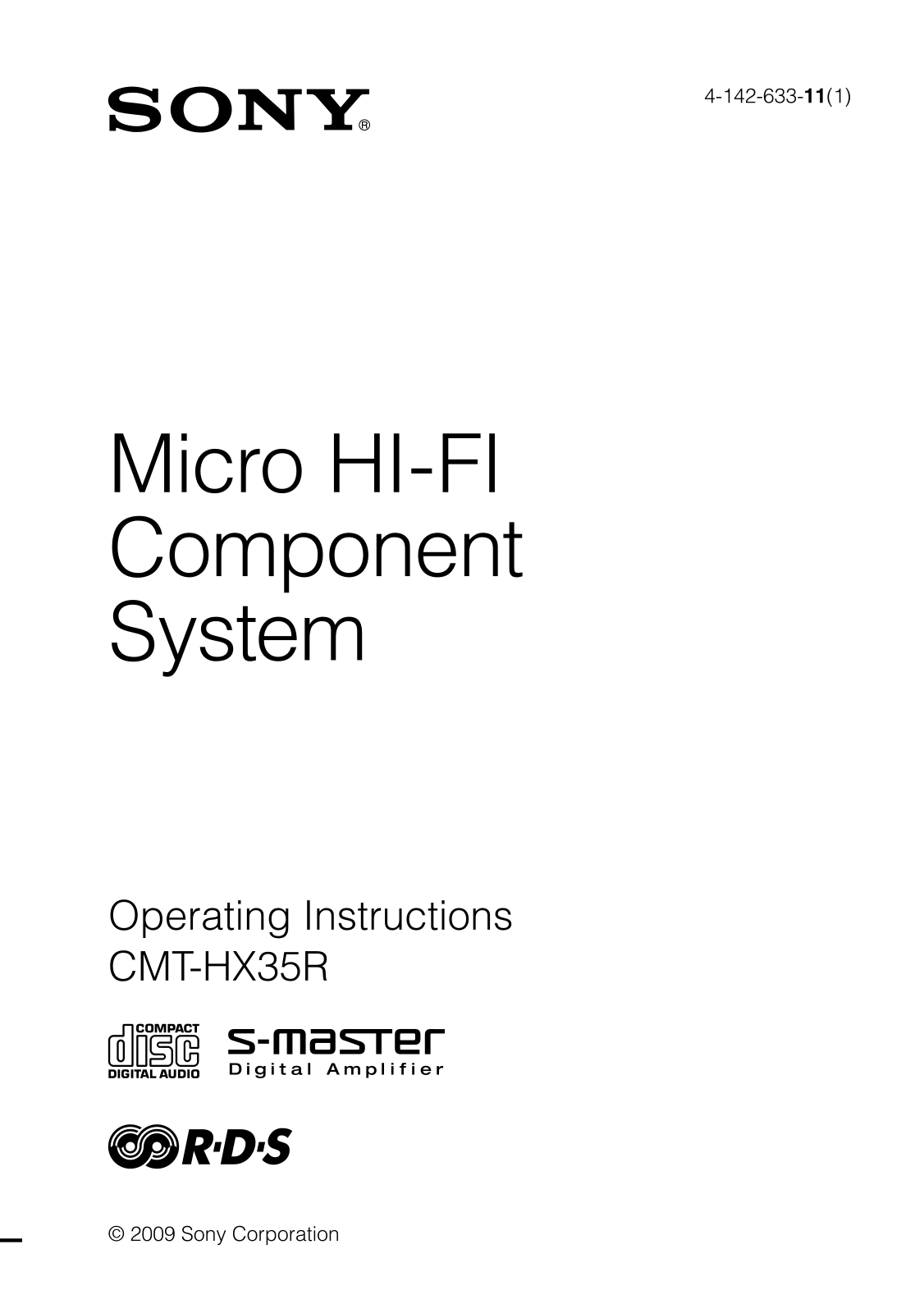 Sony CMT-HX35R Operating Manual