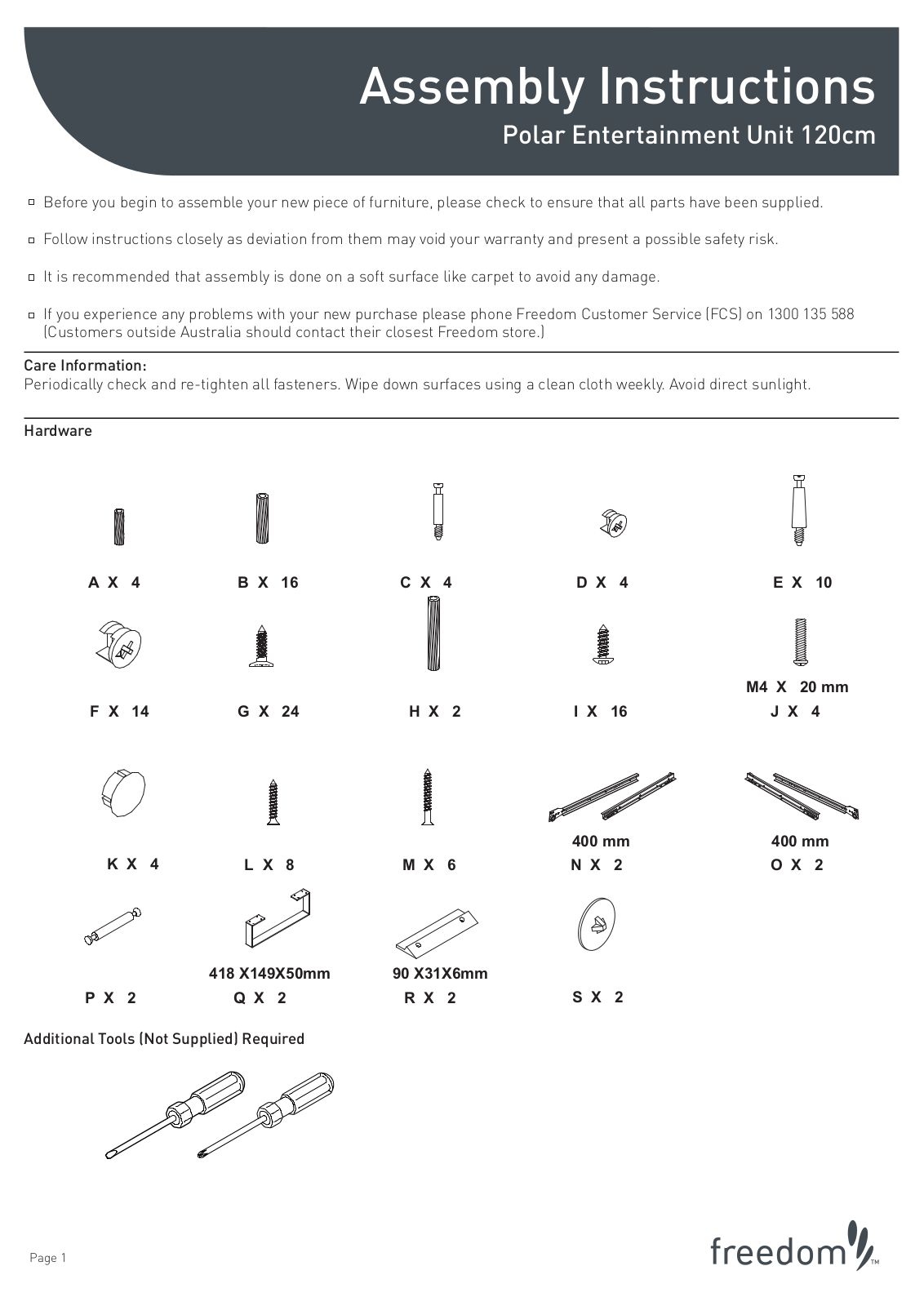 Freedom Polar ETU 120 Assembly Instruction - ManualMachine.com