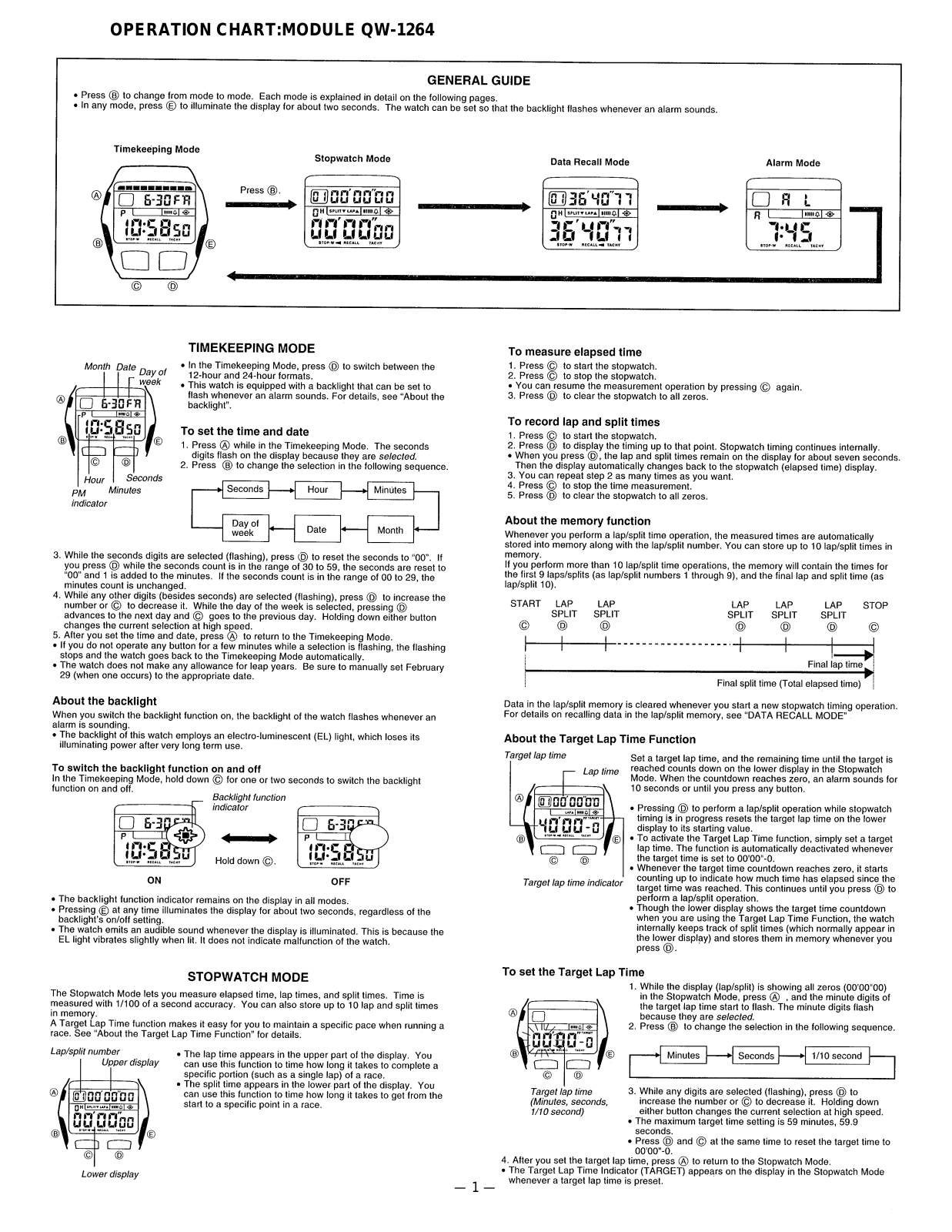 Casio QW-1264 User Manual