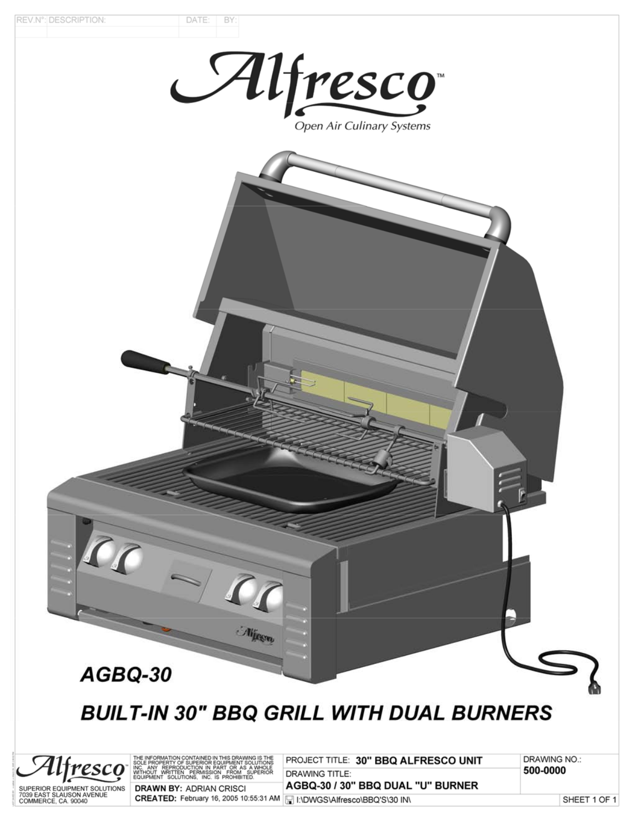 Alfresco Agbq-30c, Agbq-30ir, Agbq-30irc, Agbq-30cd Owner's Manual