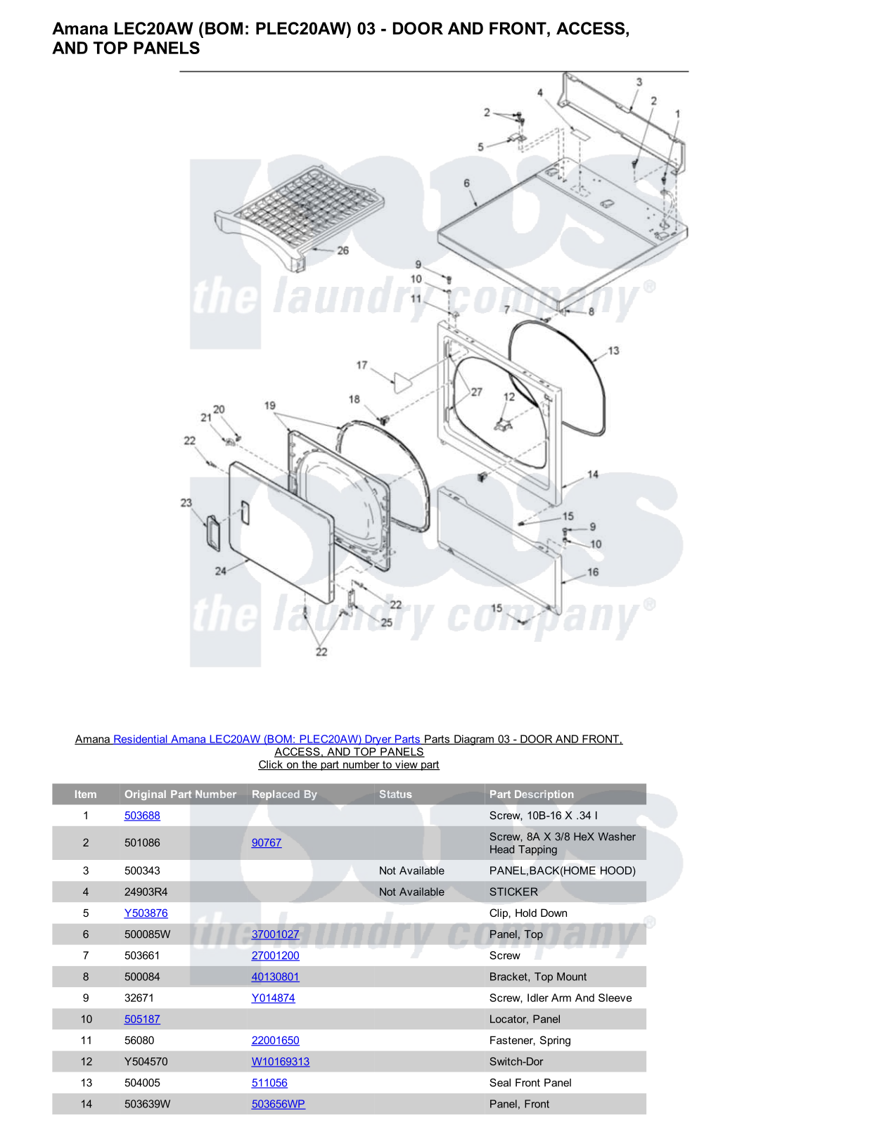 Amana LEC20AW Parts Diagram