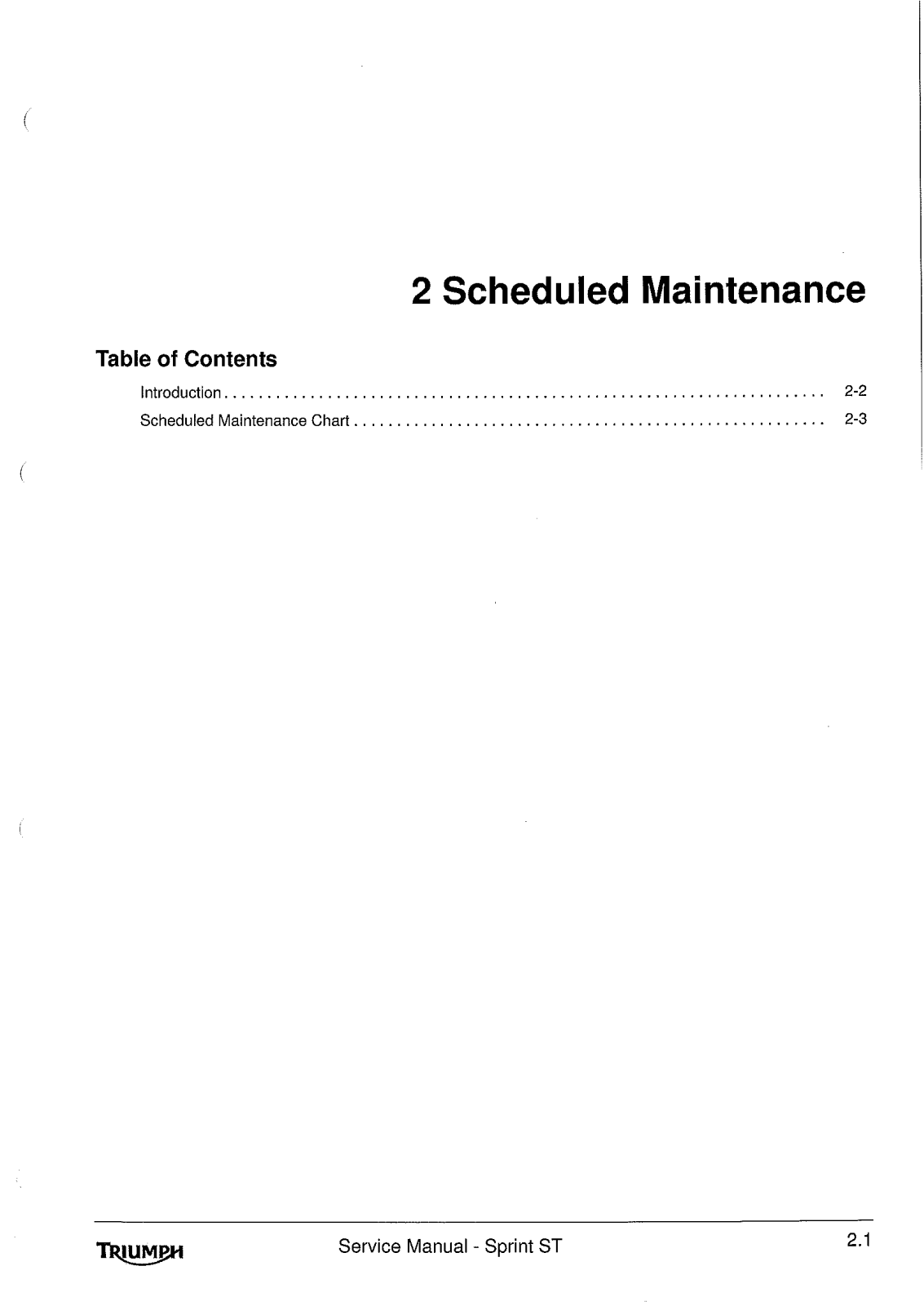 TRIUMPH Sprint St Service Repair Manual 2.1 2.4 Scheduled Maintenance