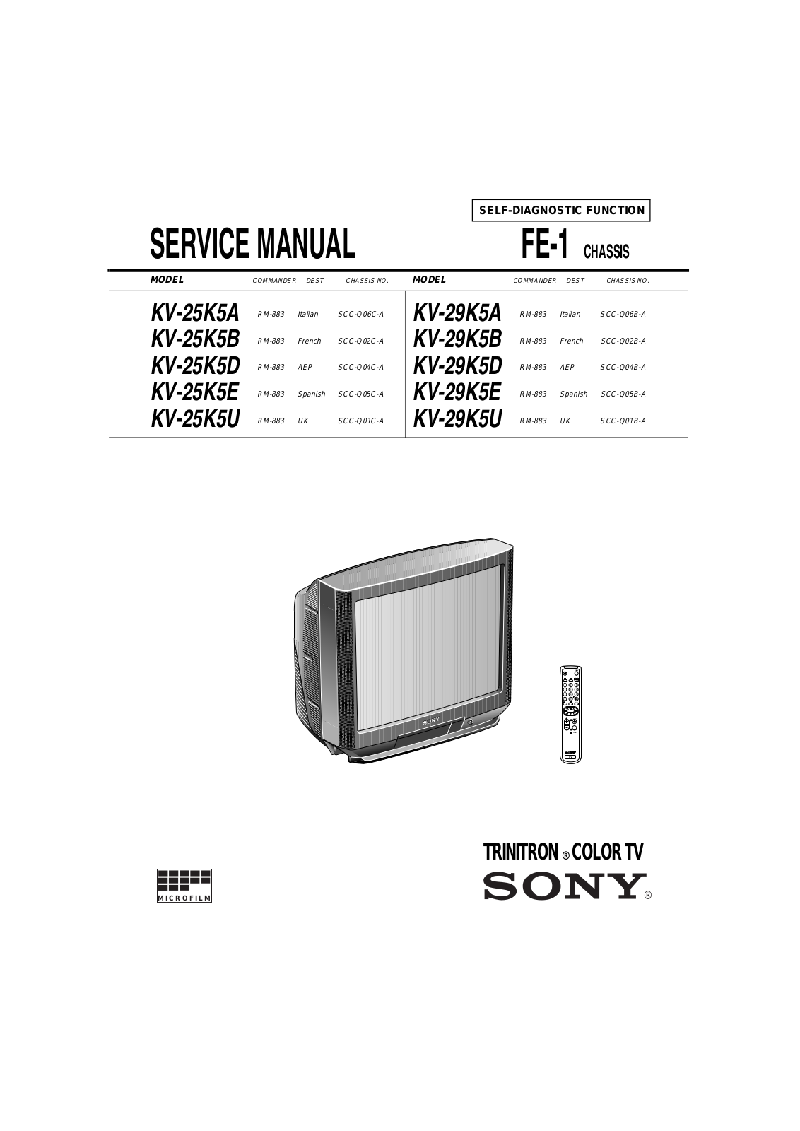 SONY KV-25K5A, KV-25K5B, KV-25K5D, KV-25K5E, KV-25K5U SERVICE MANUAL