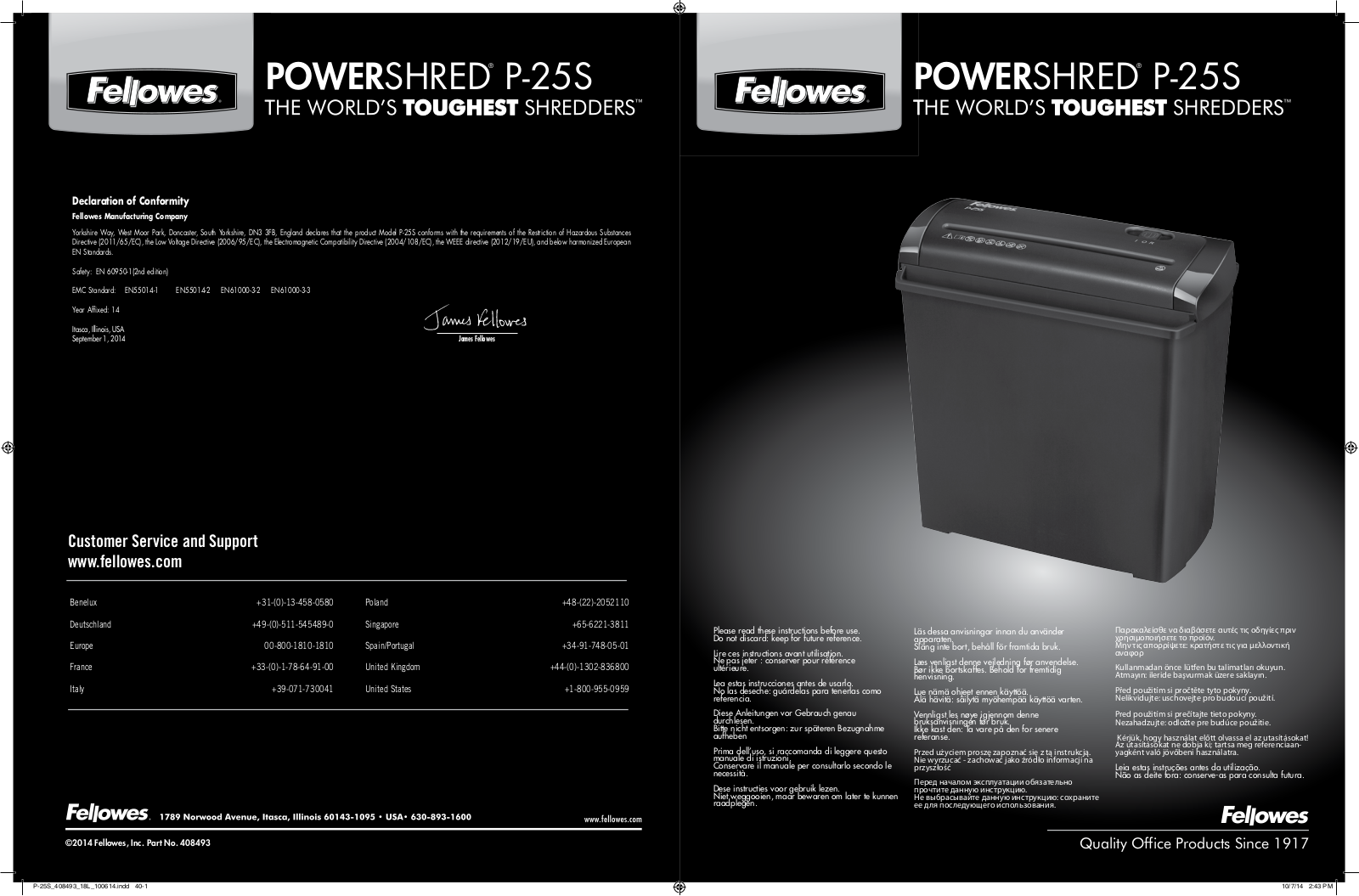 Fellowes P-25S User Manual