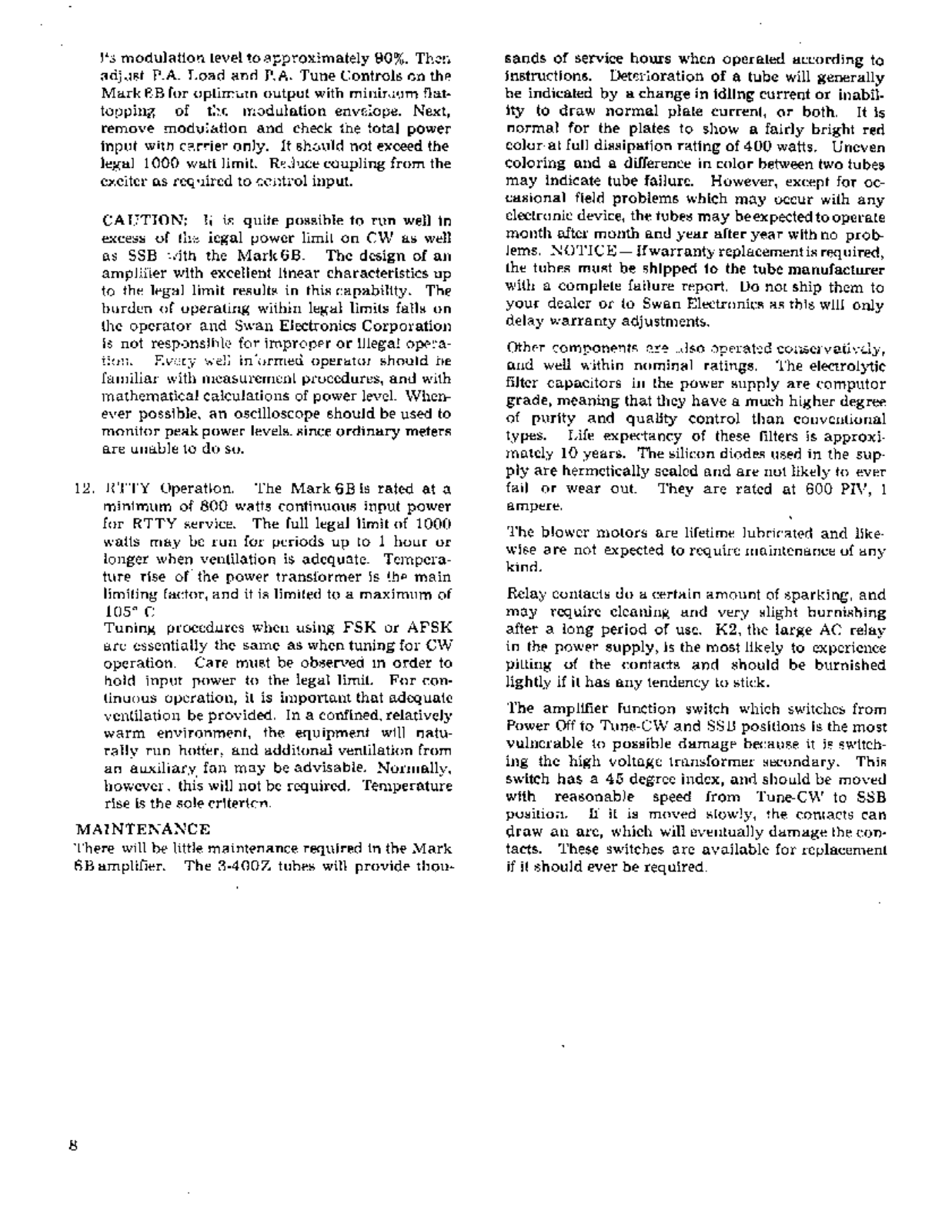 SWAN MARK 6b User Manual (PAGE 8)