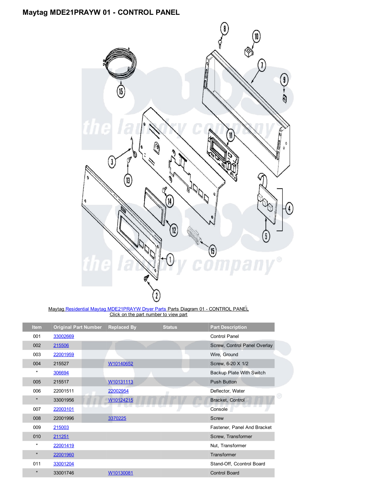 Maytag MDE21PRAYW Parts Diagram