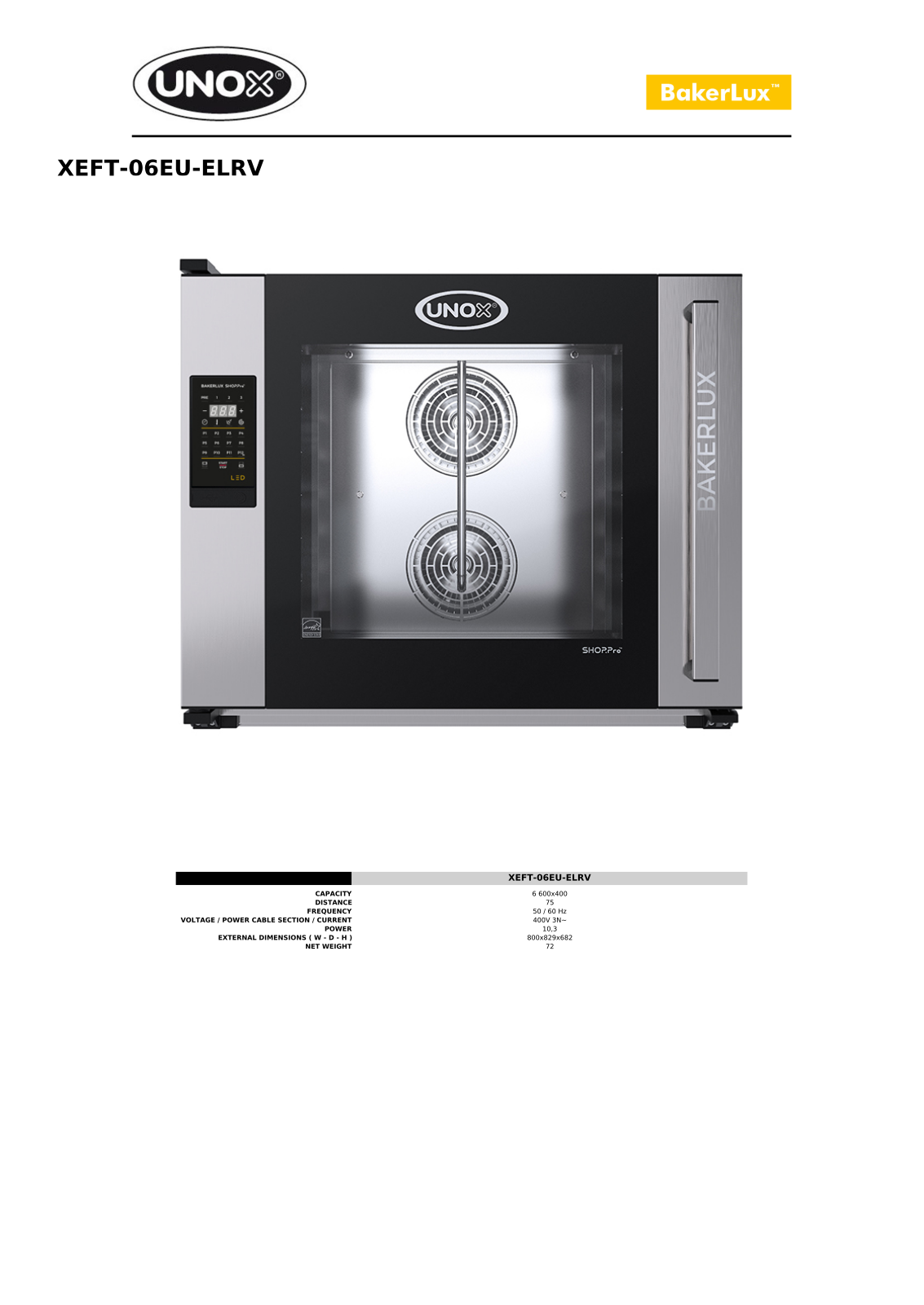 UNOX XEFT-06EU-ELRV Datasheet