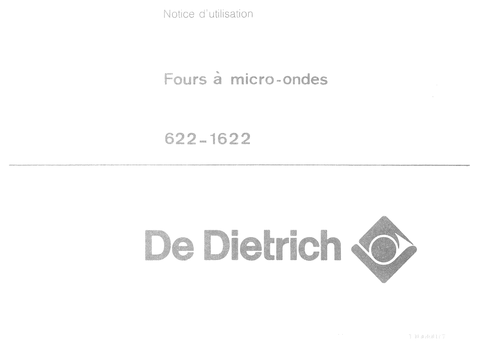 De dietrich 622, 1622 User Manual