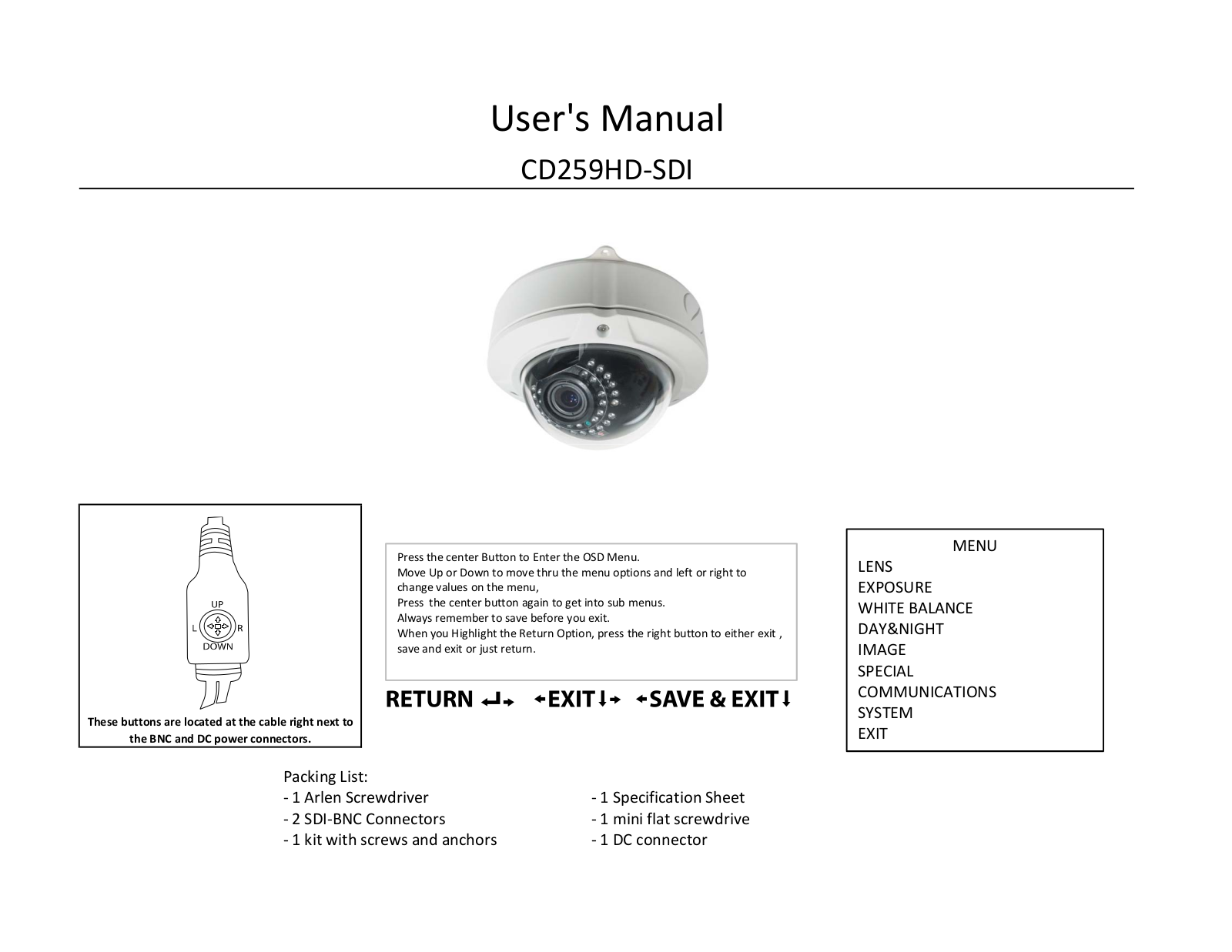 COP-USA CD259HD-SDI User Manual