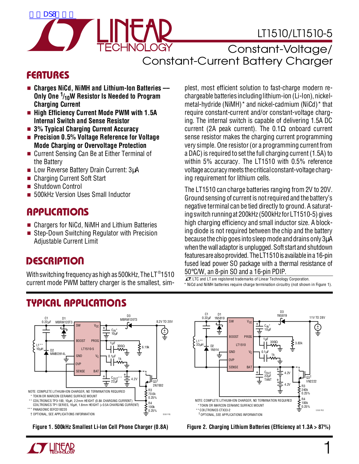 LINEAR TECHNOLOGY LT1510-5 Technical data