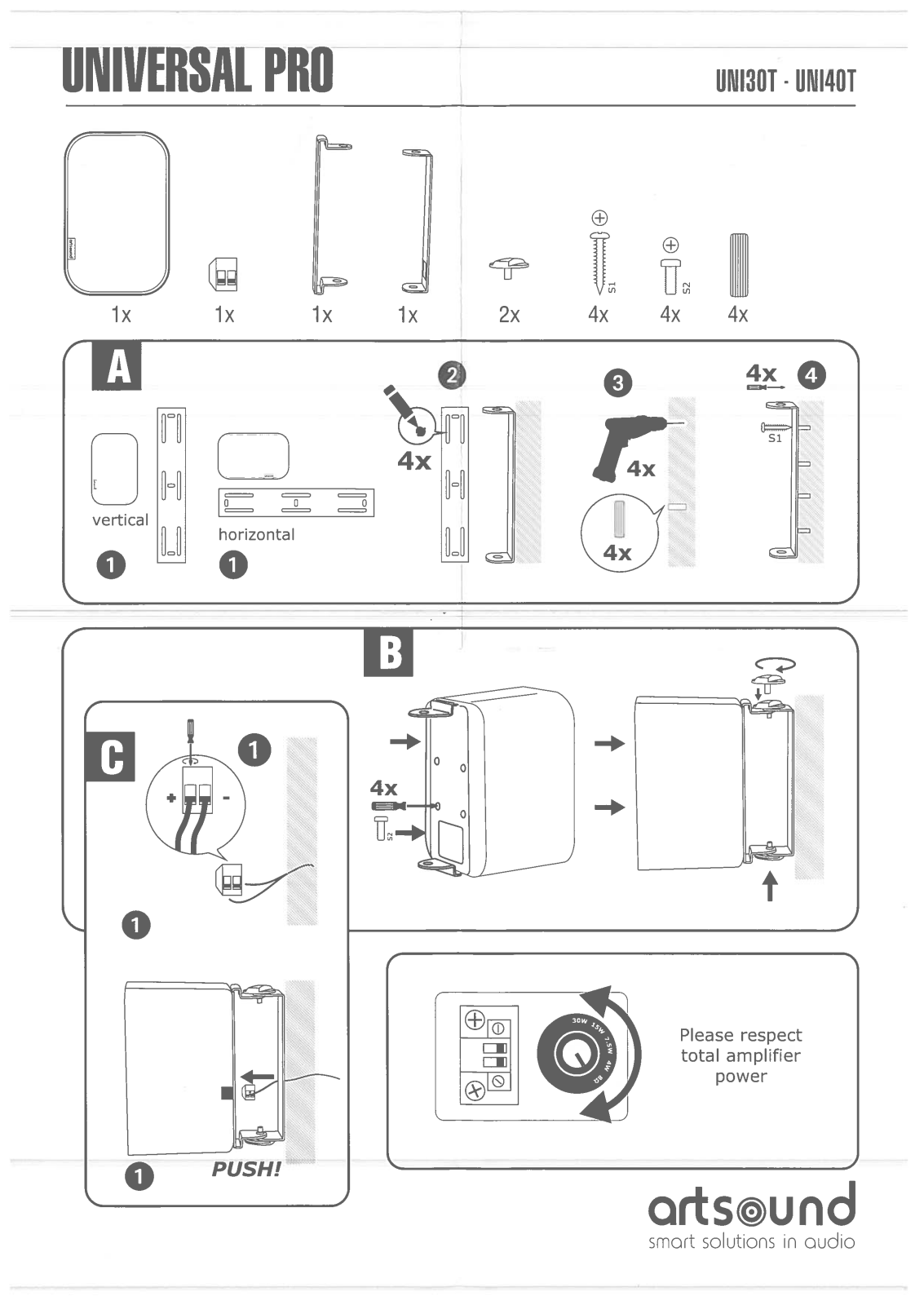 Artsound UNI30 Wit, UNI40 Wit User manual