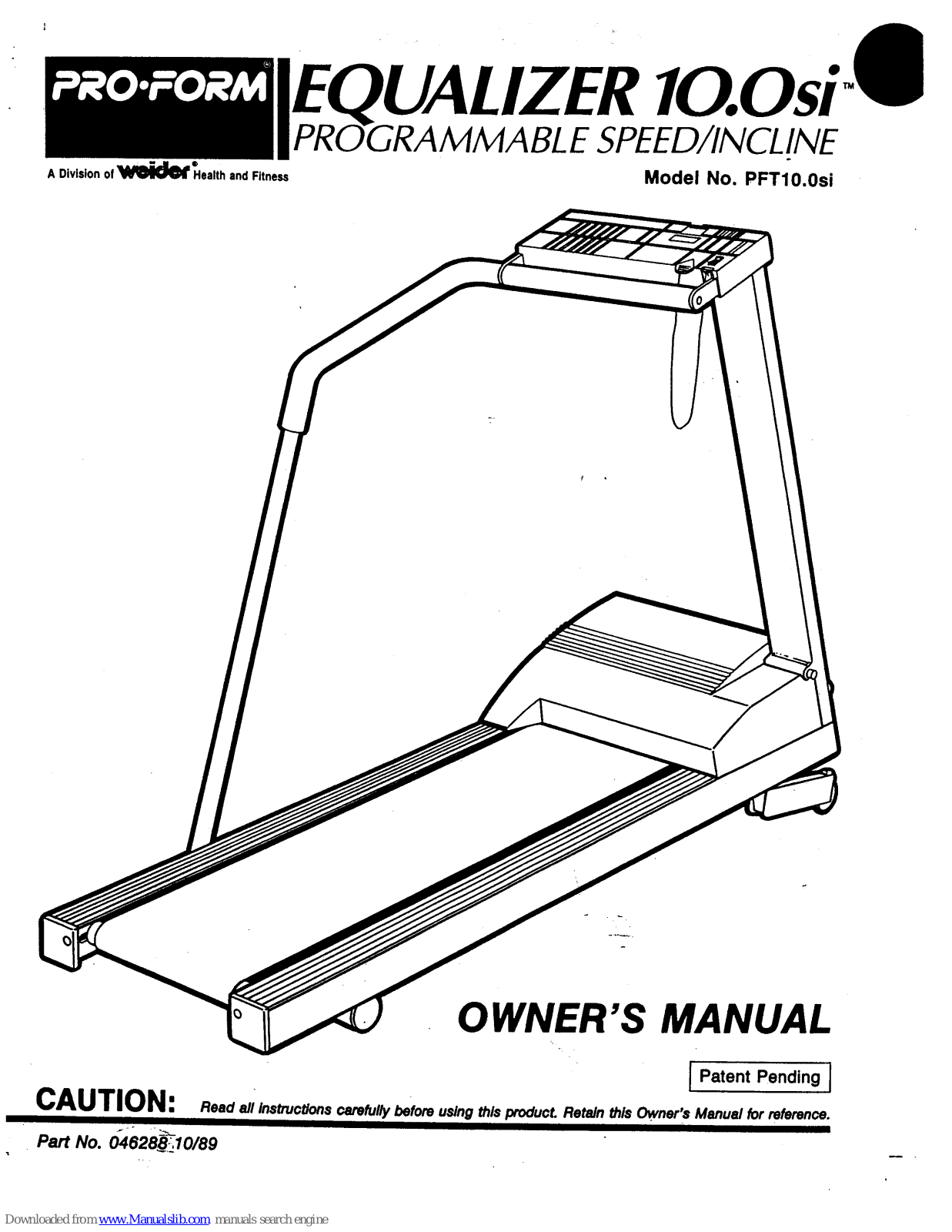 Pro-Form 10.0, PFT10.0si, Equalizer 10.0si User Manual