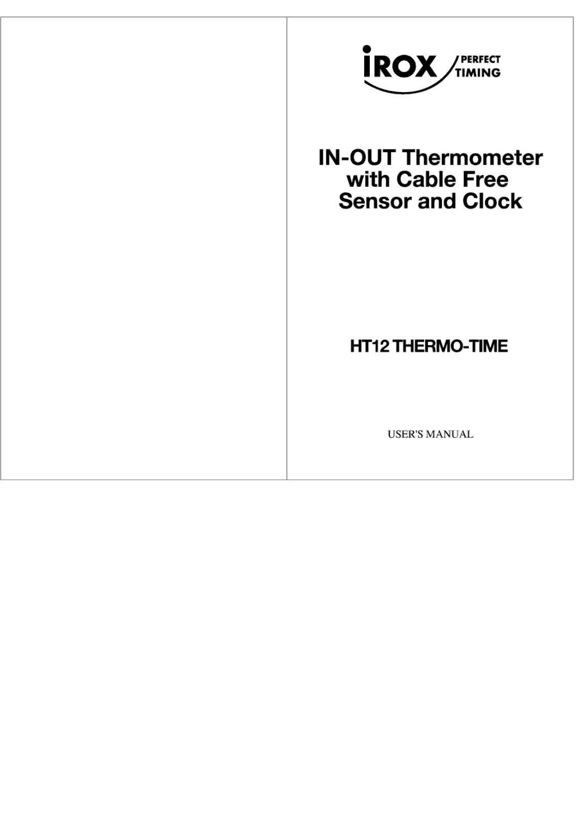 Irox THERMOTIME User Manual