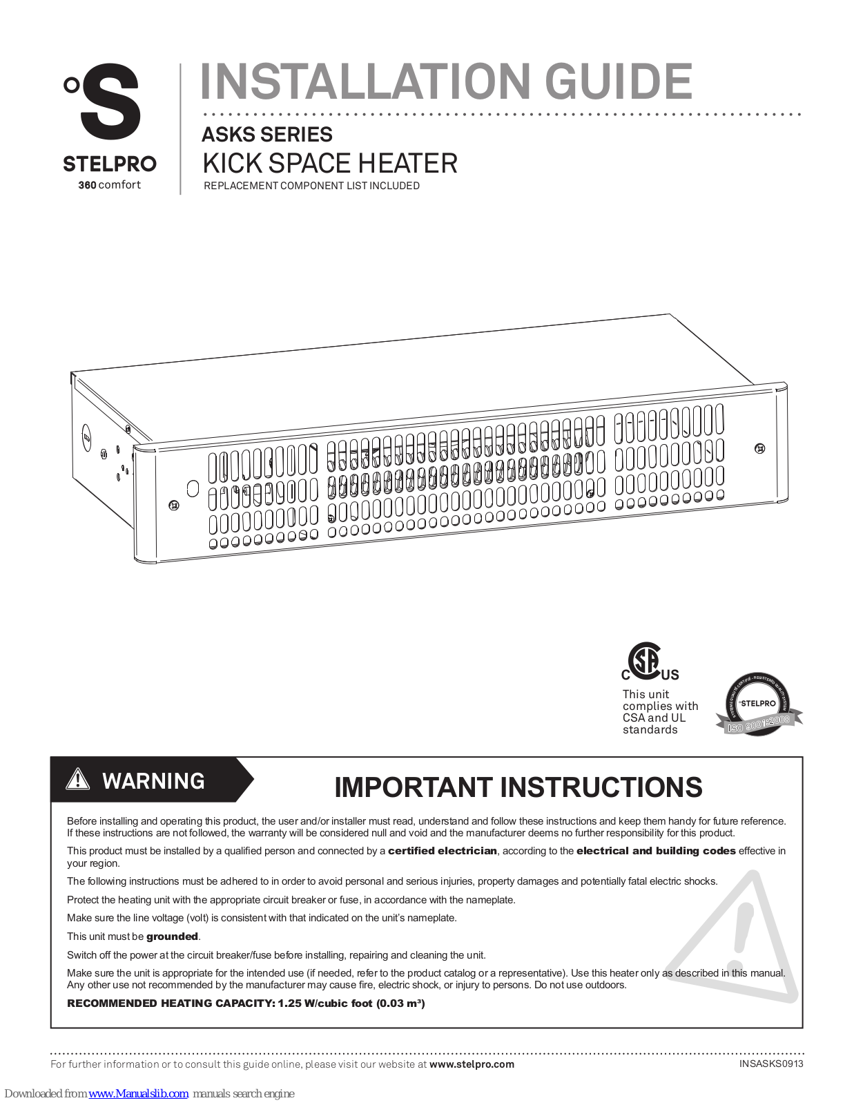 Stelpro ASKS series Installation Manual - ManualMachine.com