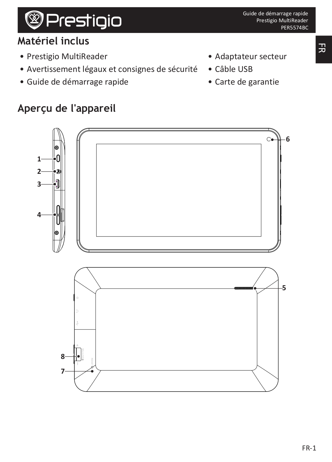 PRESTIGIO MultiReader PER-5574BC, MultiReader Stream 5574 Guide rapide