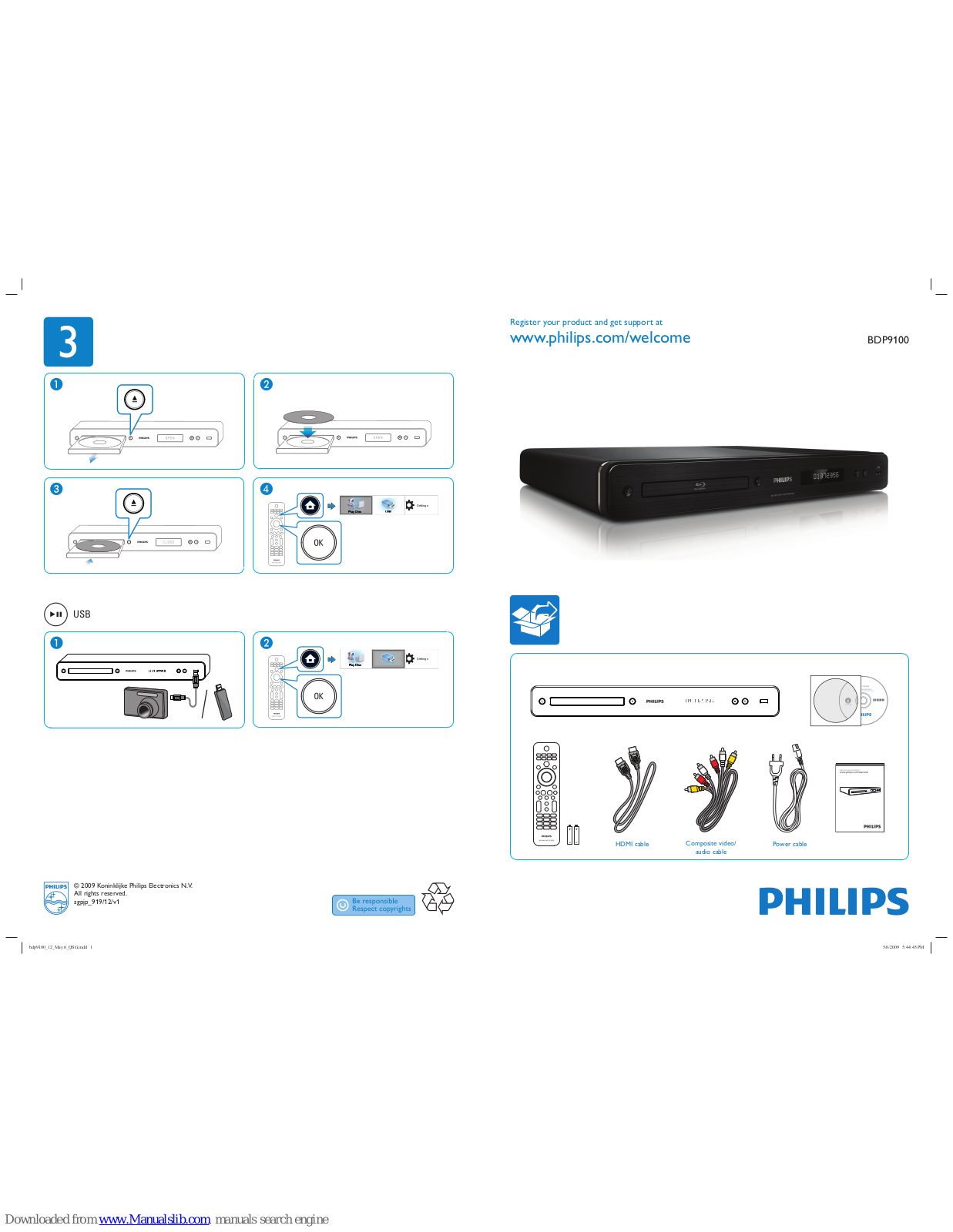 Philips BDP9100/05, BDP9100 Quick Start Manual - ManualMachine.com