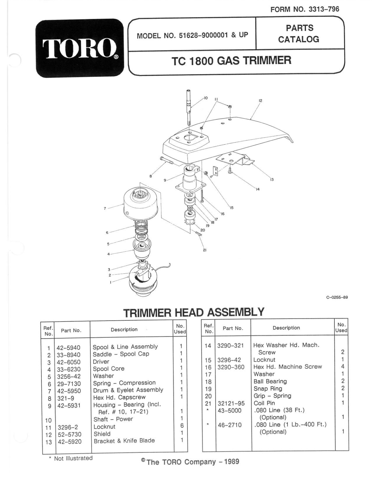 Toro 51628 Parts Catalogue