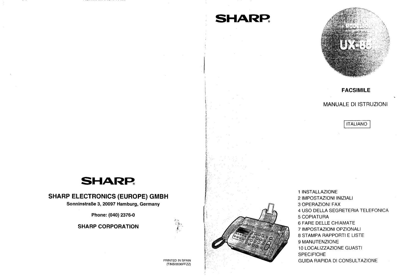 Sharp UX-85 User Manual