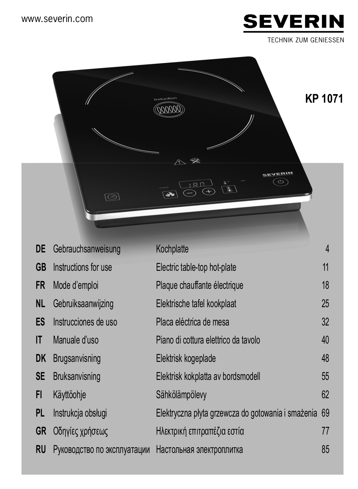 Severin KP 1071 operation manual