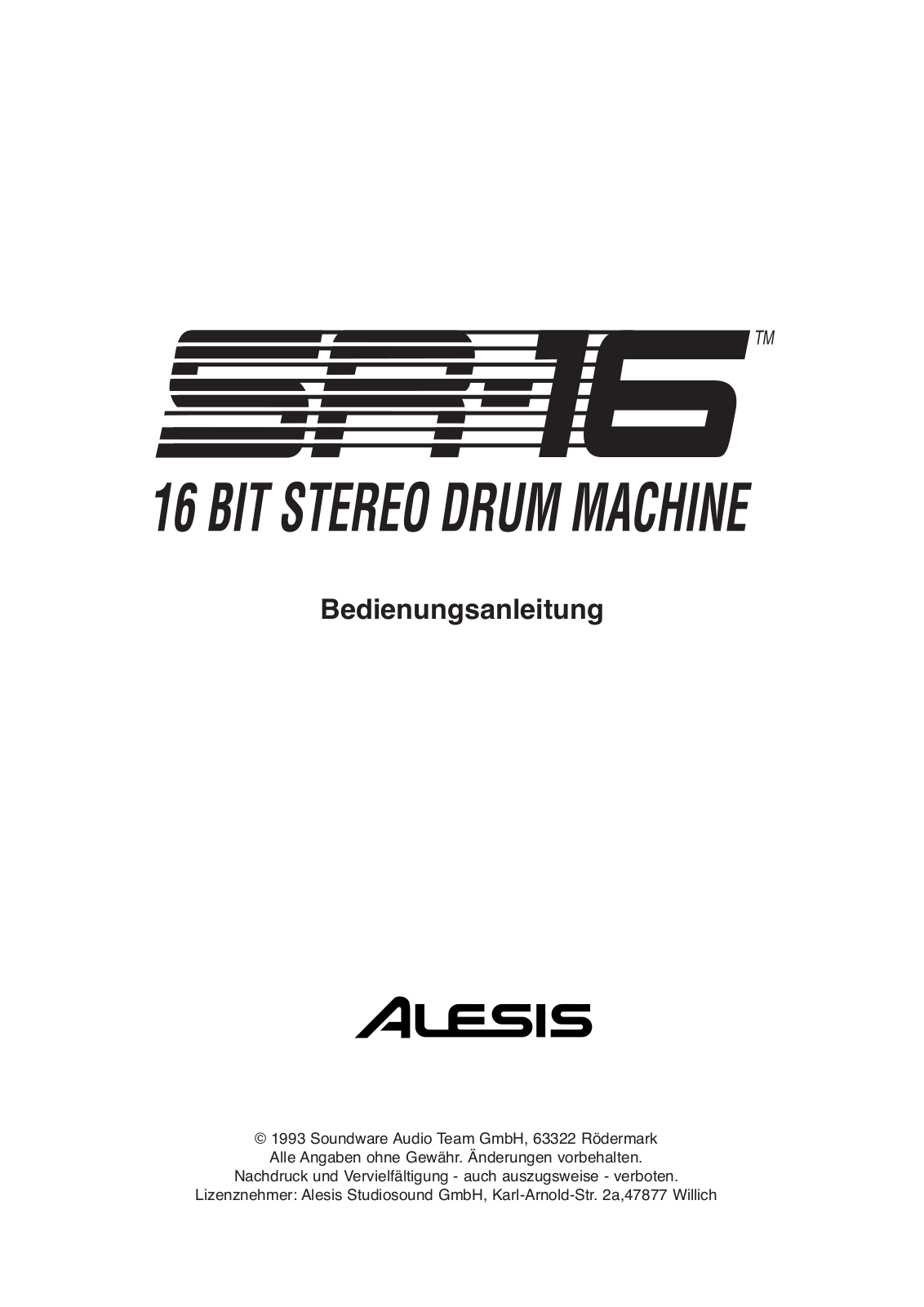 Alesis SR-16 User Manual