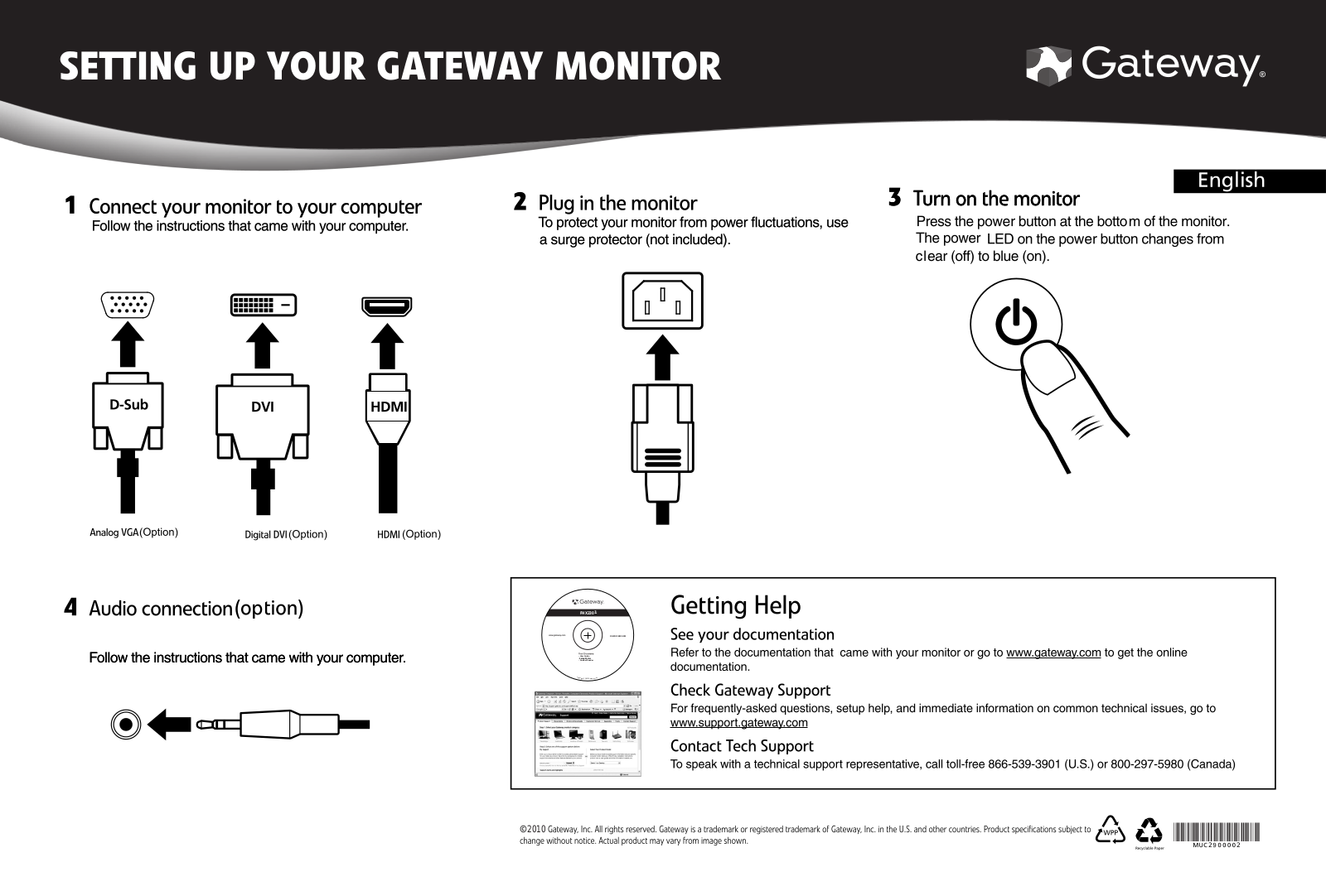 Gateway FHX2301 Quick Start Manual