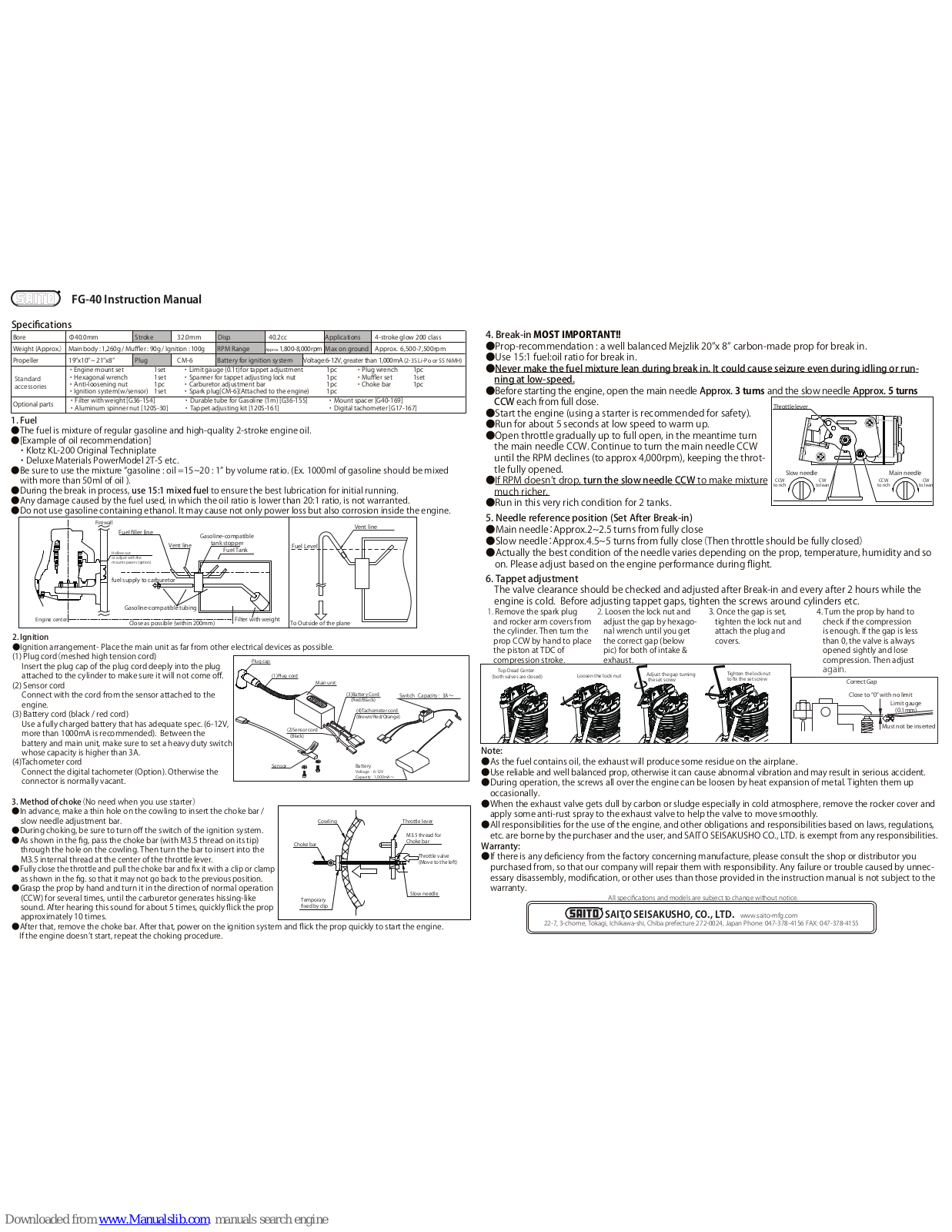 Saito FG-40 Instruction Manual