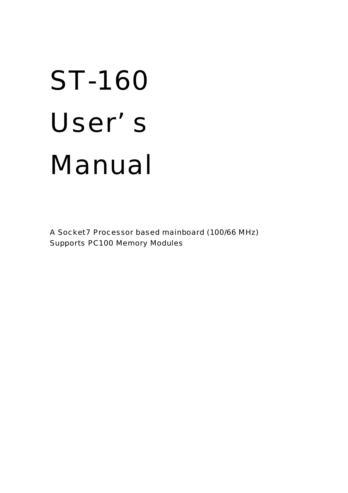 Hyundai ST 160 Users Manual