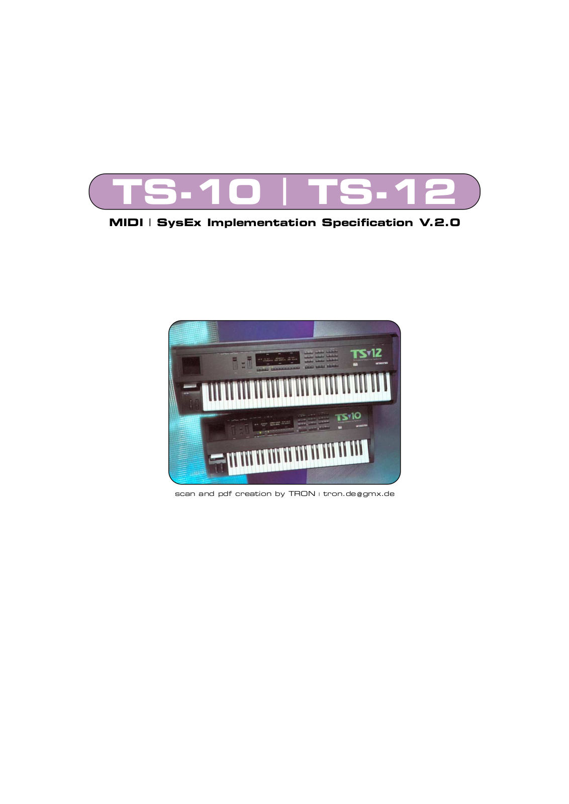 Ensoniq Corporation TS-10, TS-12 Specification