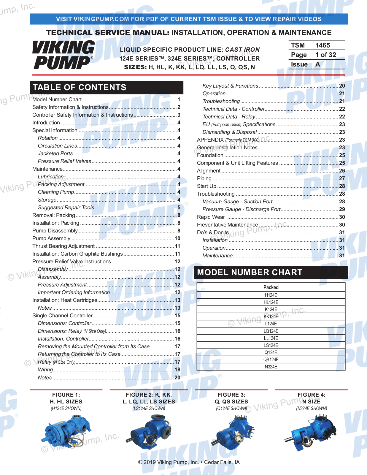 Viking pump 124E Series, 324E Series, H124E, HL124E, KK124E Technical & Service Manual